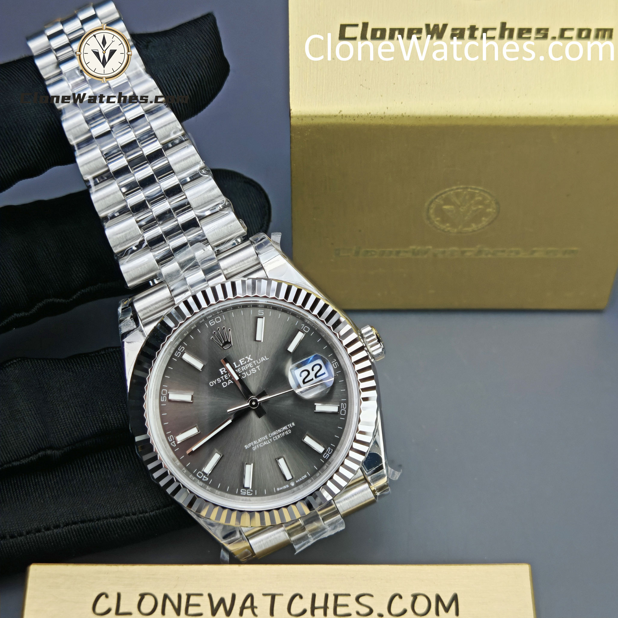 Rolex Super Clone Watches 1:1 DateJust Grey Dial m126334-0014 Jubilee 41MM 3235 Movement