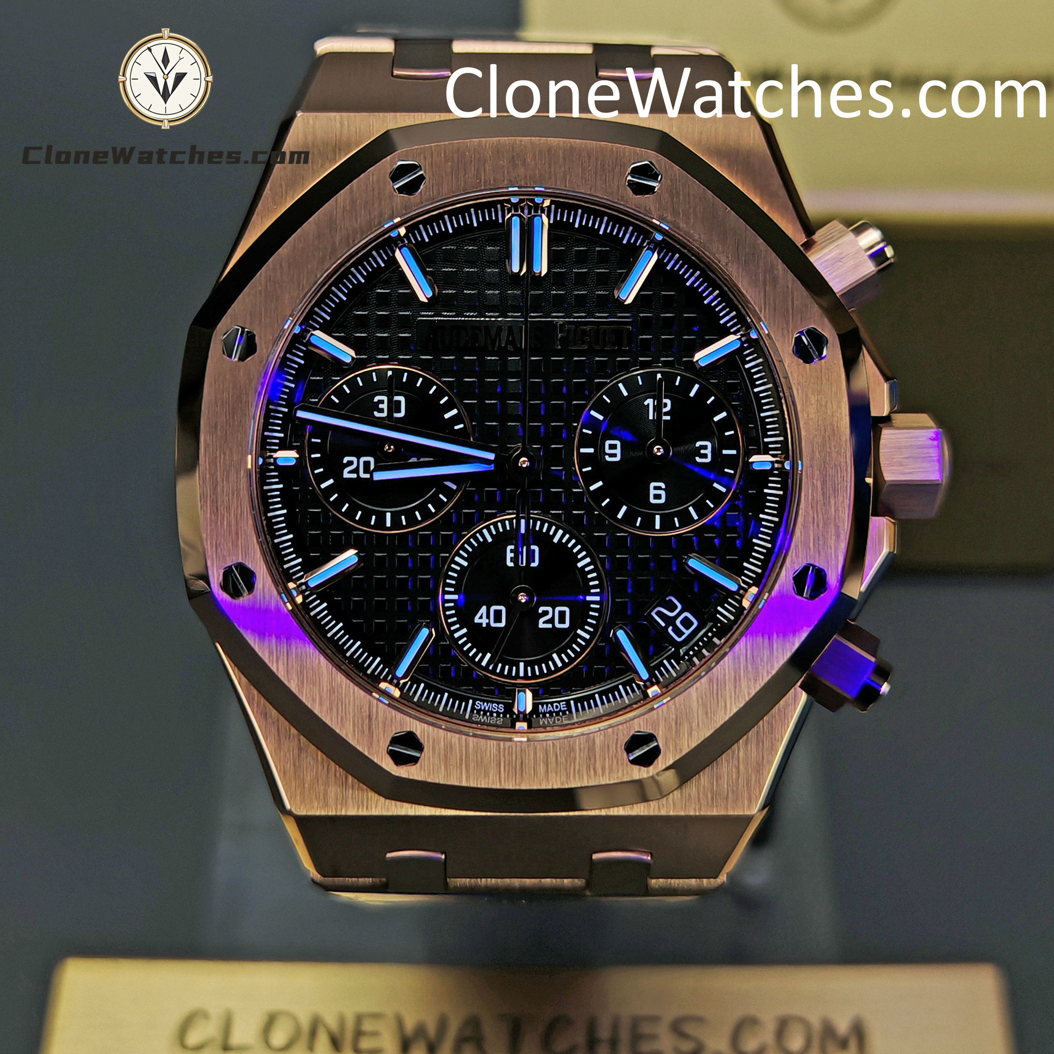 Audemars Piguet Super Clone Watches 1:1 Royal Oak Rose Gold 26240 Black Dial