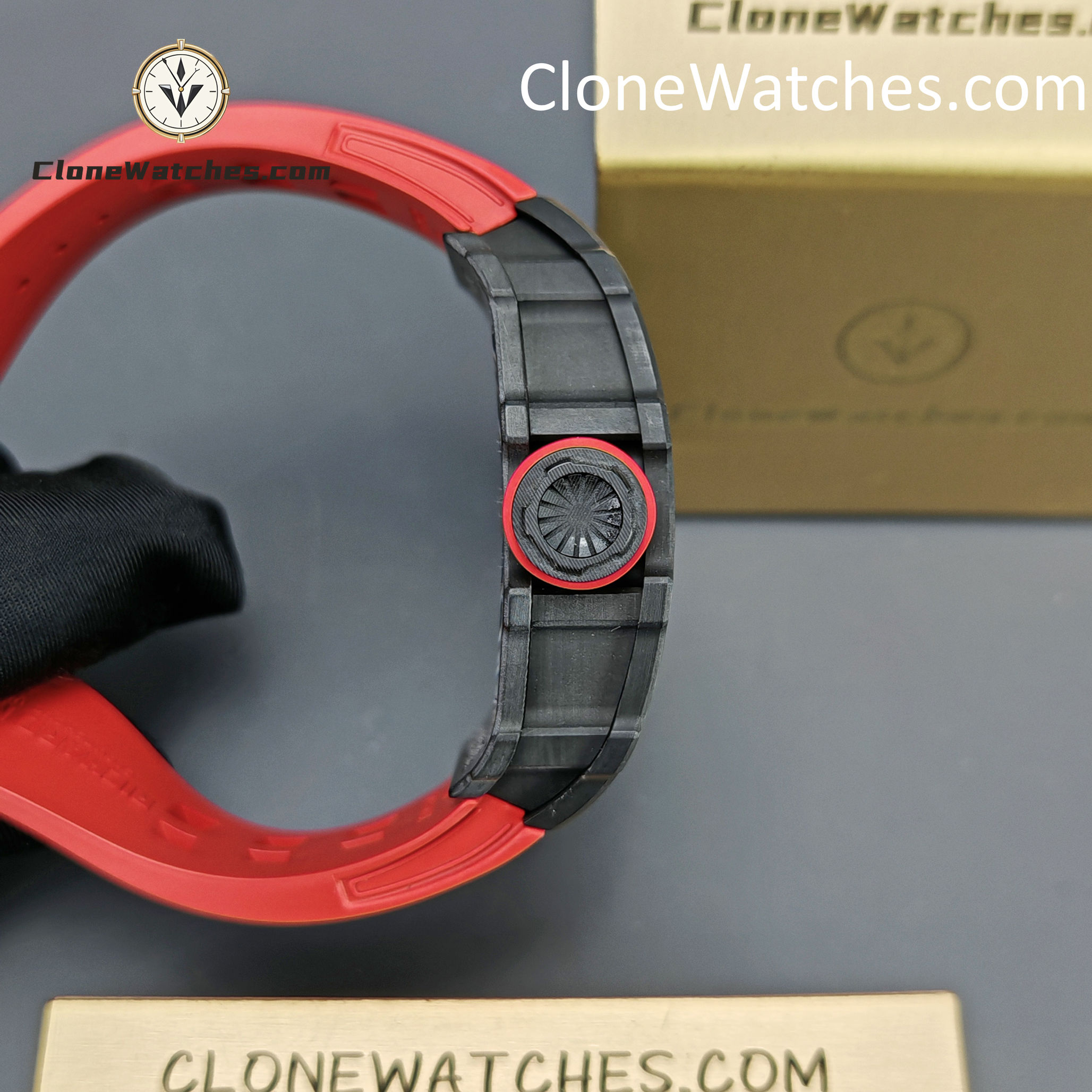 Richard Mille Super Clone Watches 1:1 RM 035 – 02 NTPT Carbon Fiber Red Rubber Strap