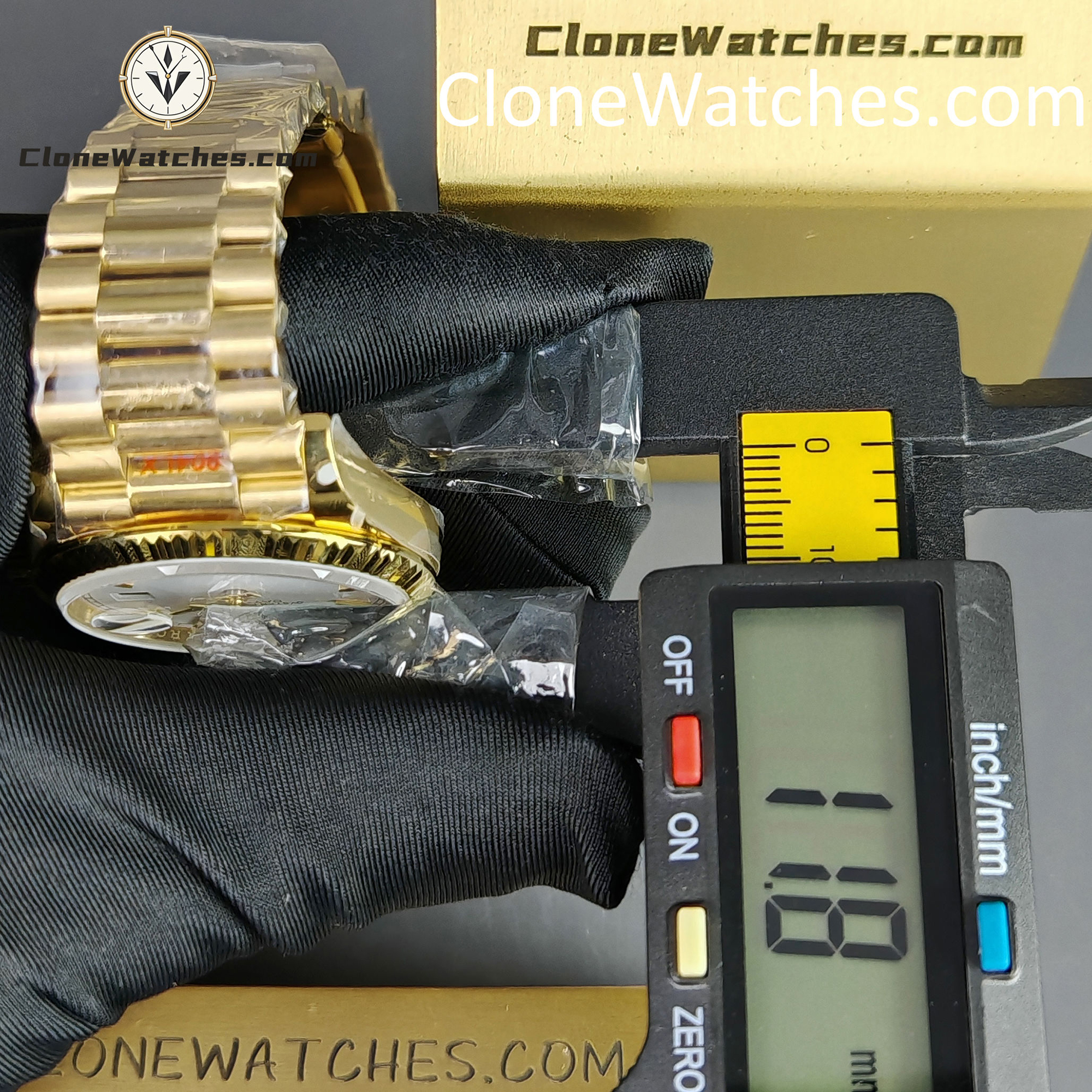 Rolex Super Clone Watches 1:1 Day Date 18K Gold White Dial 36mm m128238-0081 3255 Movement