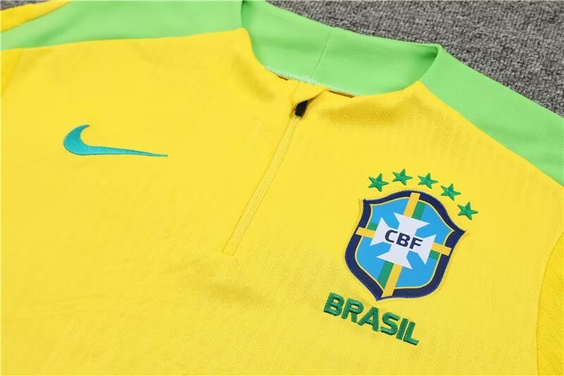 2024/25 Brazil yellow half zip training suit 1:1 Thailand quality