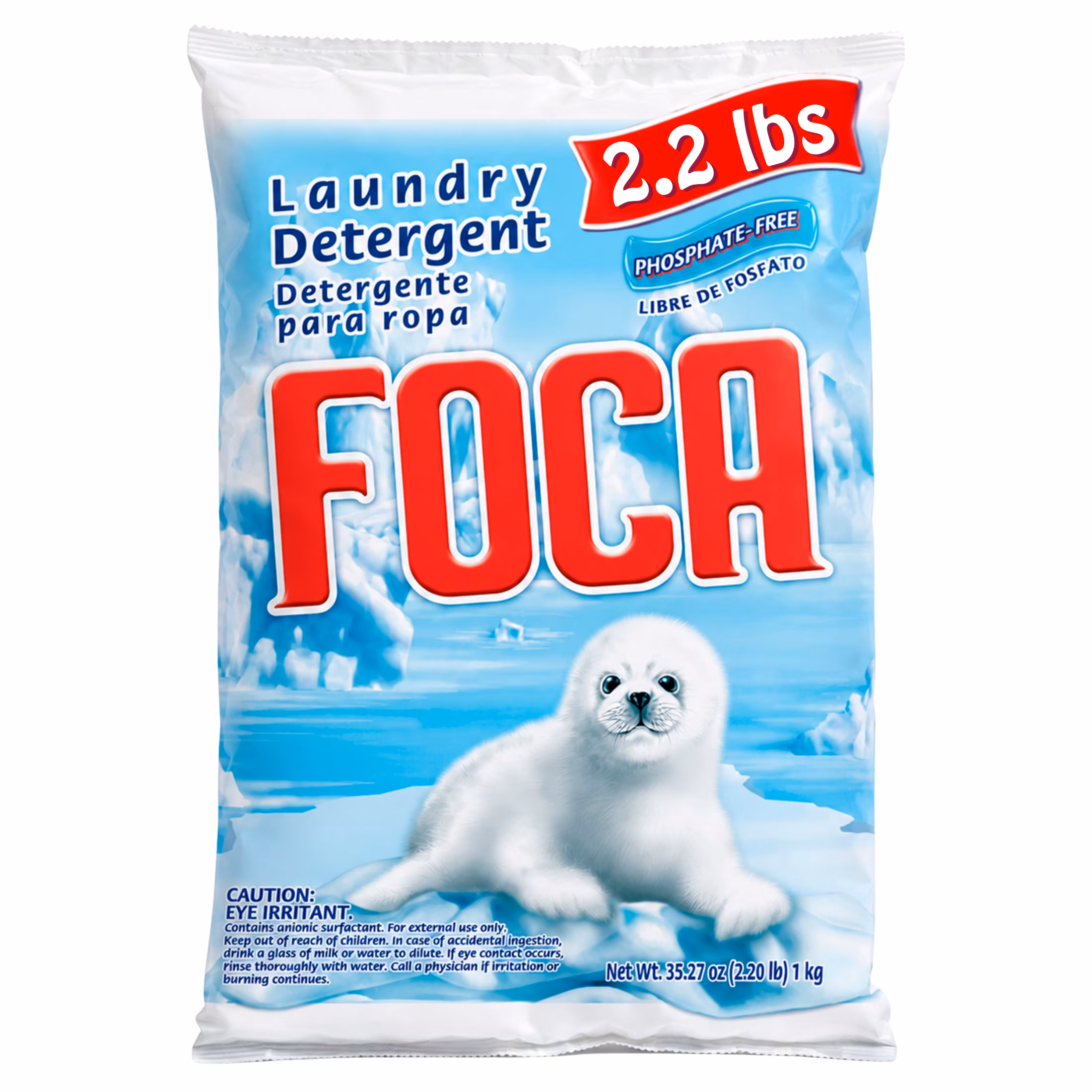 (4 pack) Foca Powder Laundry Detergent for Tough Stains, Enzyme Formula, 2.20 lbs