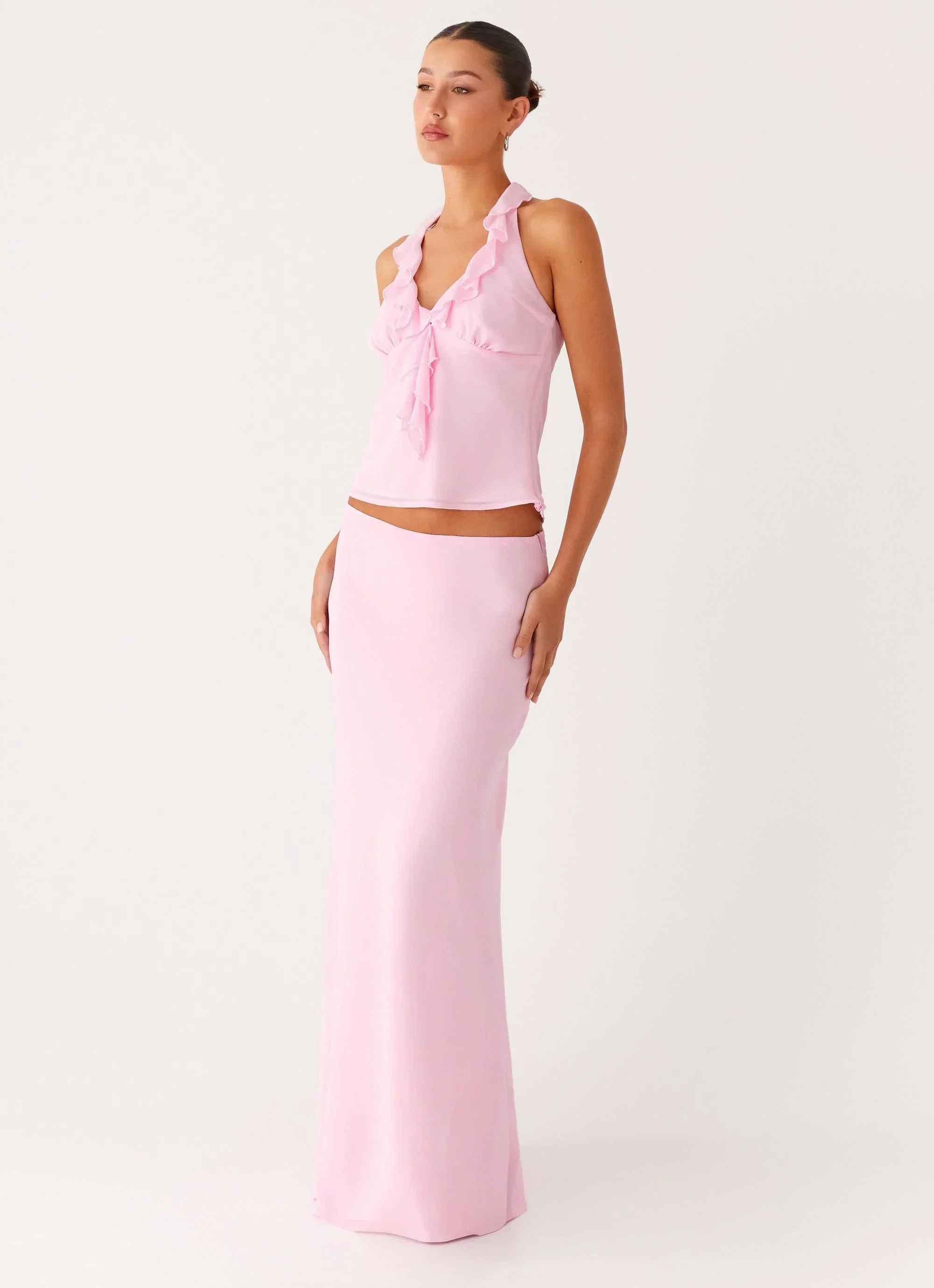Star Girl Chiffon Maxi Skirt - Baby Pink
