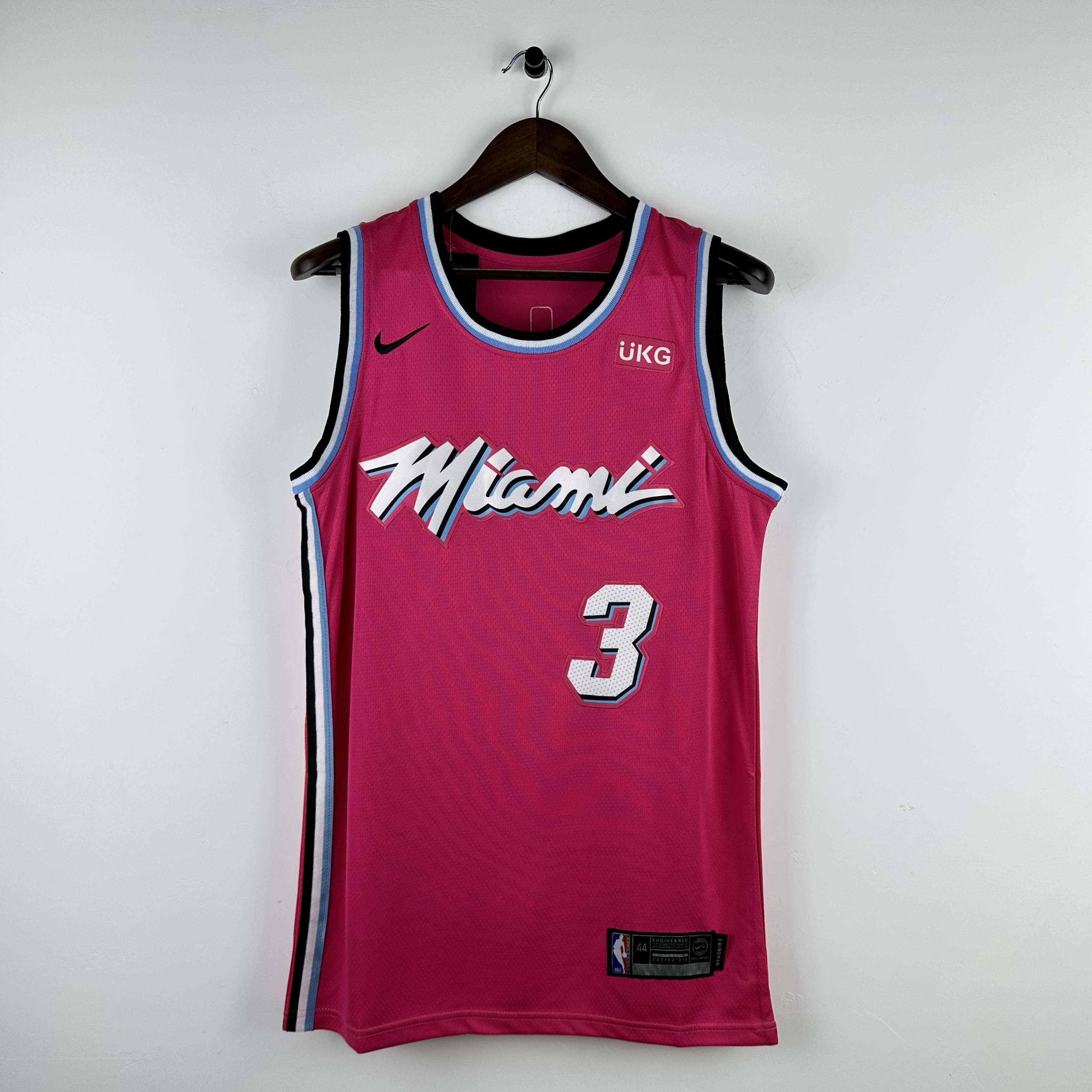 Embroidered Miami Heat Crew Neck Pink #3 Dwyane Wade