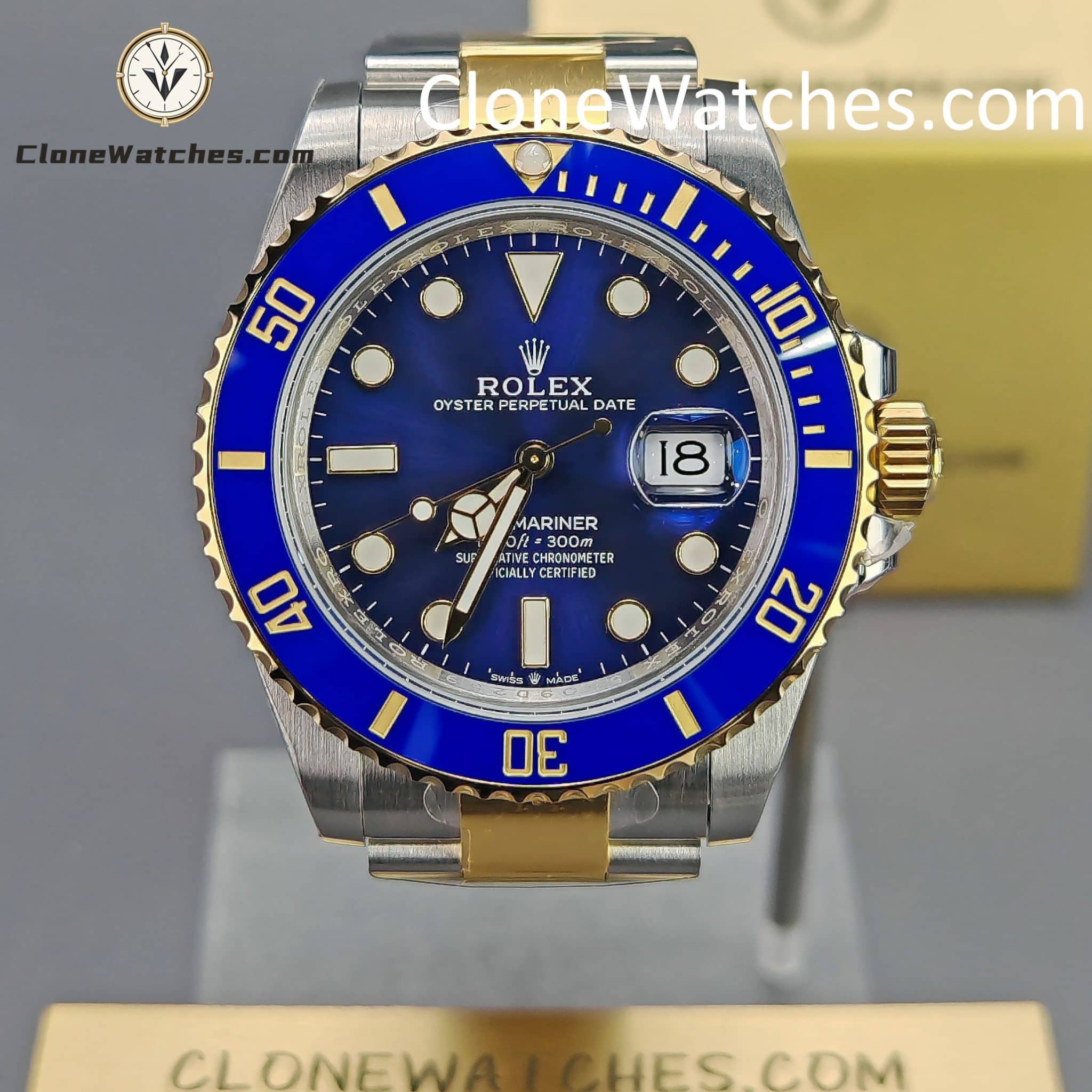 Rolex Super Clone Watches 1:1 Gold Blue Dial Submariner 126613LB 3235 Movement