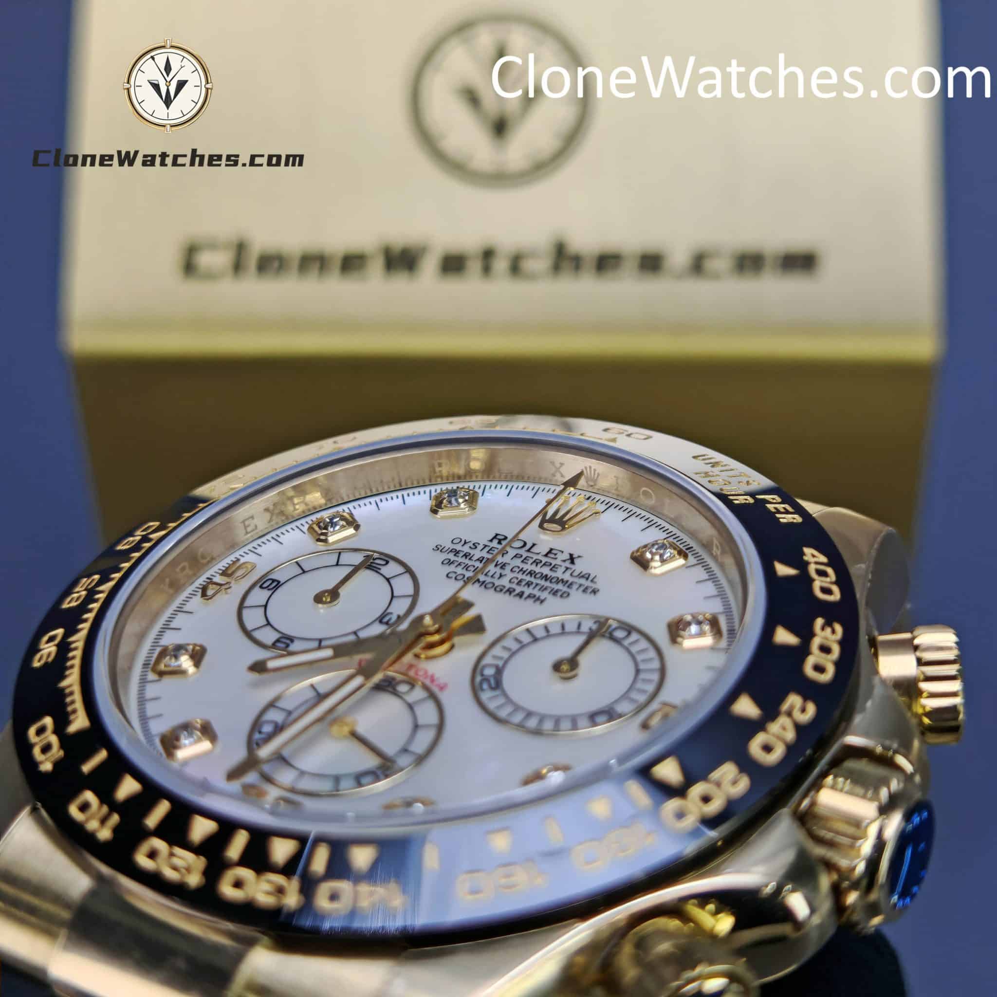 Rolex Super Clone Watches 1:1 Daytona 18K Gold White Dial m116518In-0045 4130 Movement