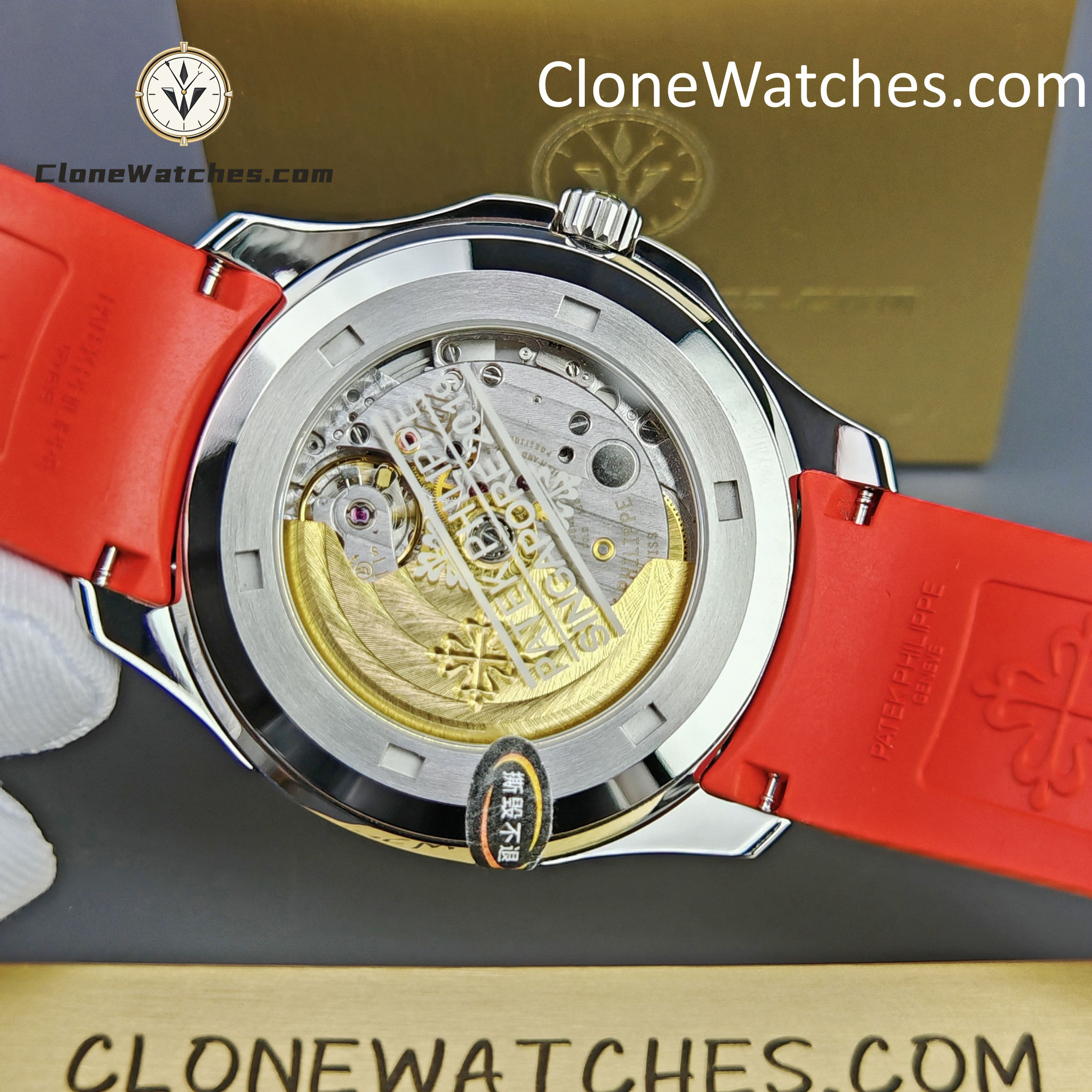 Patek Philippe Super Clone Watches 1:1 Aquanaut 5167 Black Dial 40mm Red Strap Special Edition