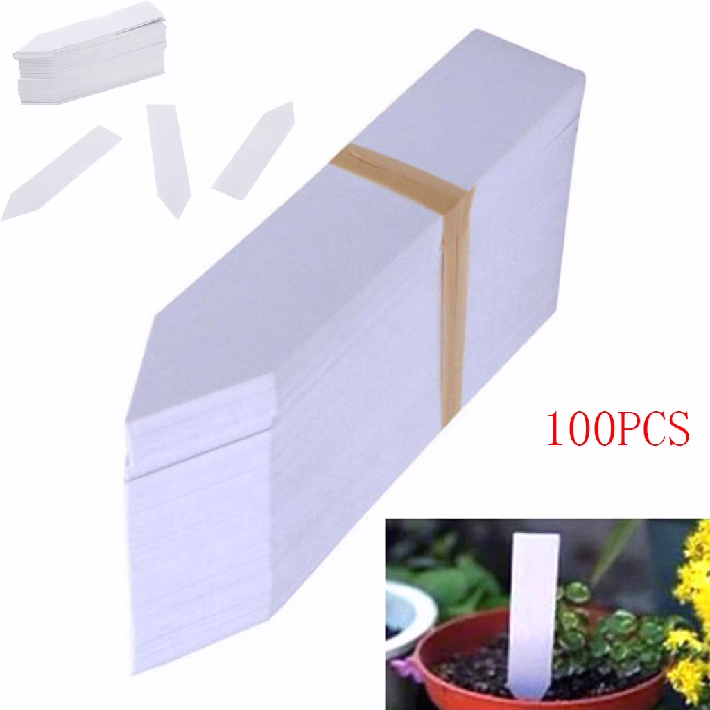 100 Pcs Plastic Plant Labels - 4" Garden Markers for Seedlings, Herb Pots & Outdoor Plants, Reusable Waterproof Plant Tags (Pencil/Marker Compatible)