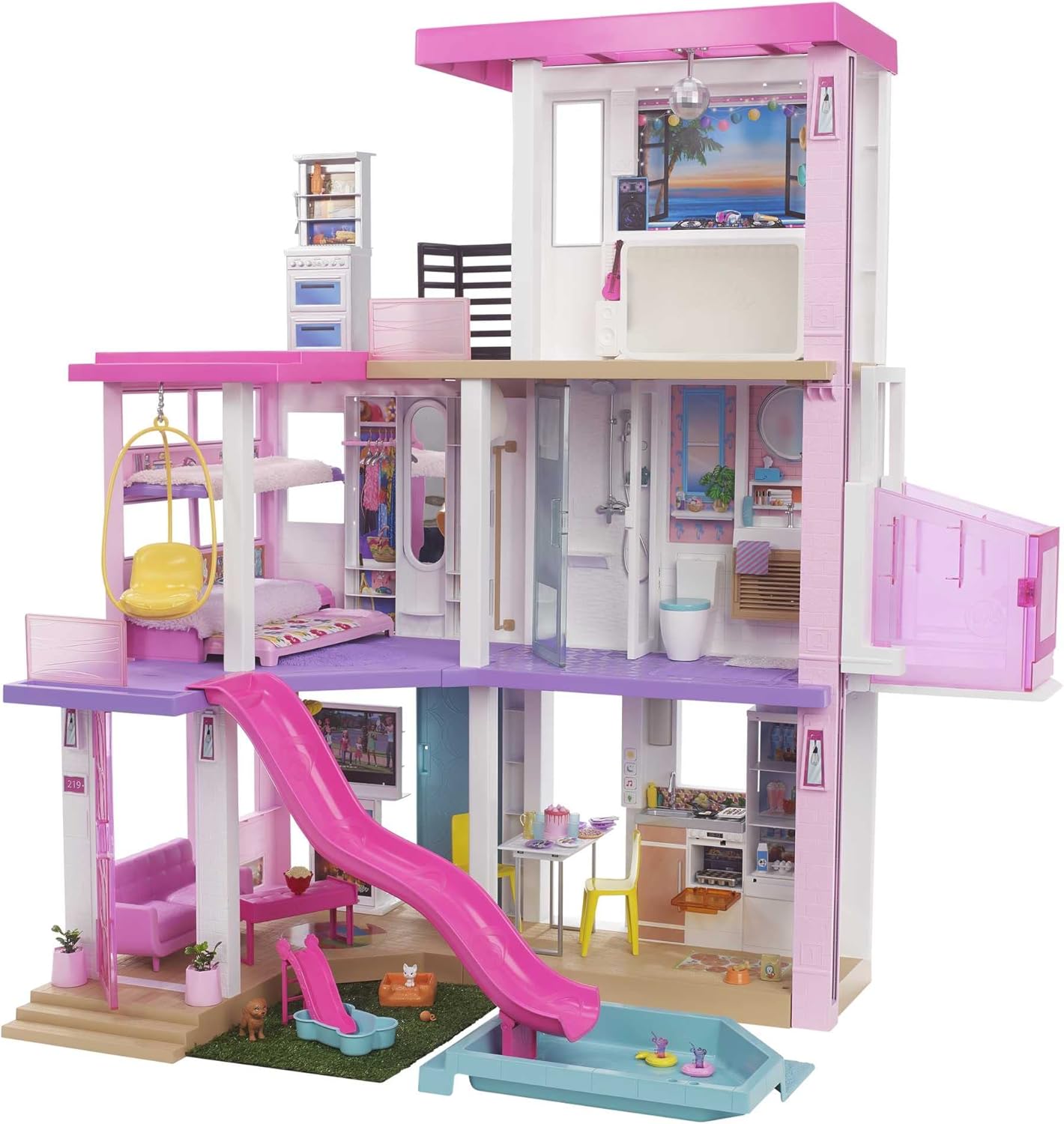 Maison poupées 3 niveaux lumières sons 75 accessoires hauteur 109 cm