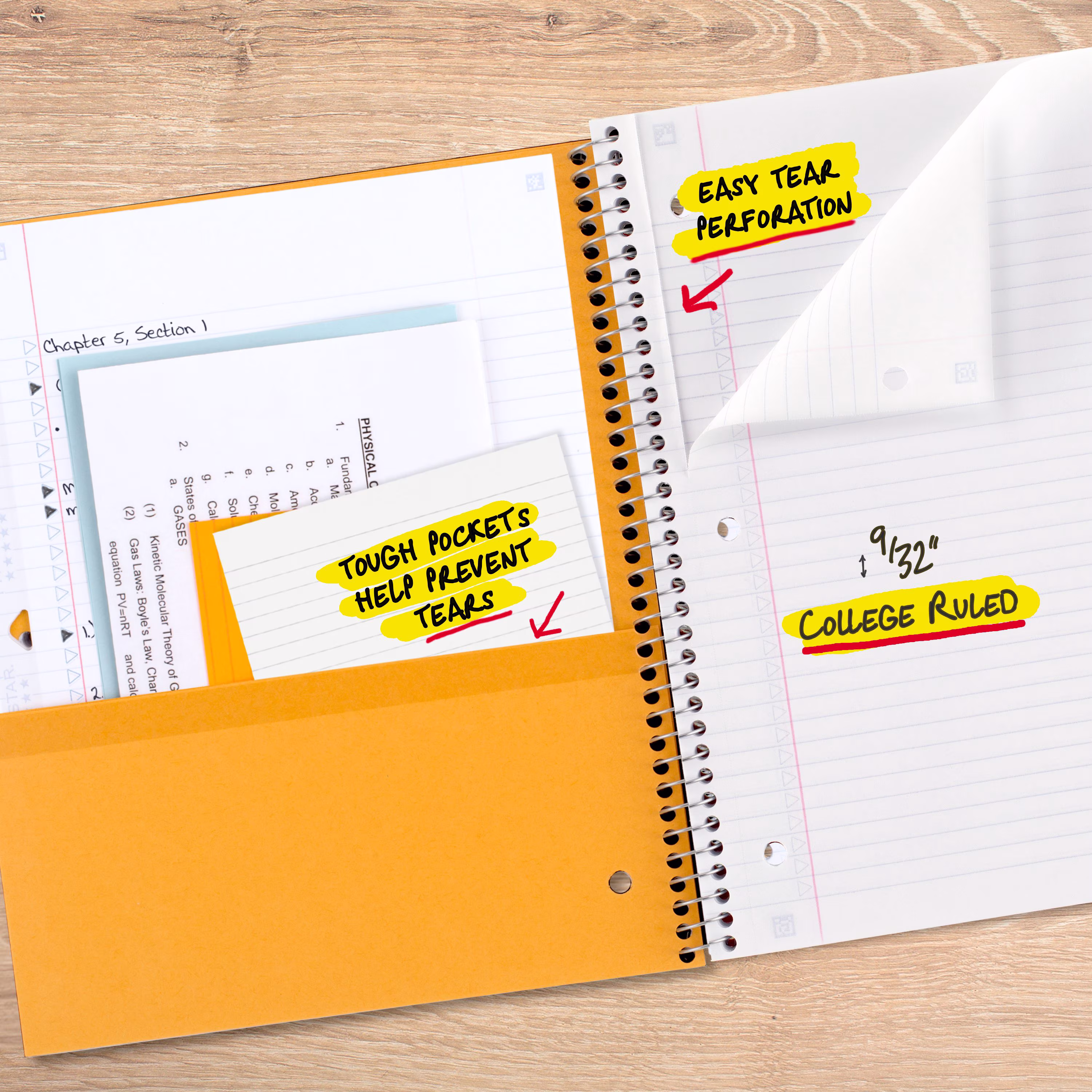 Five Star 1 Subject College Ruled Notebook Plus Study App, 8.5