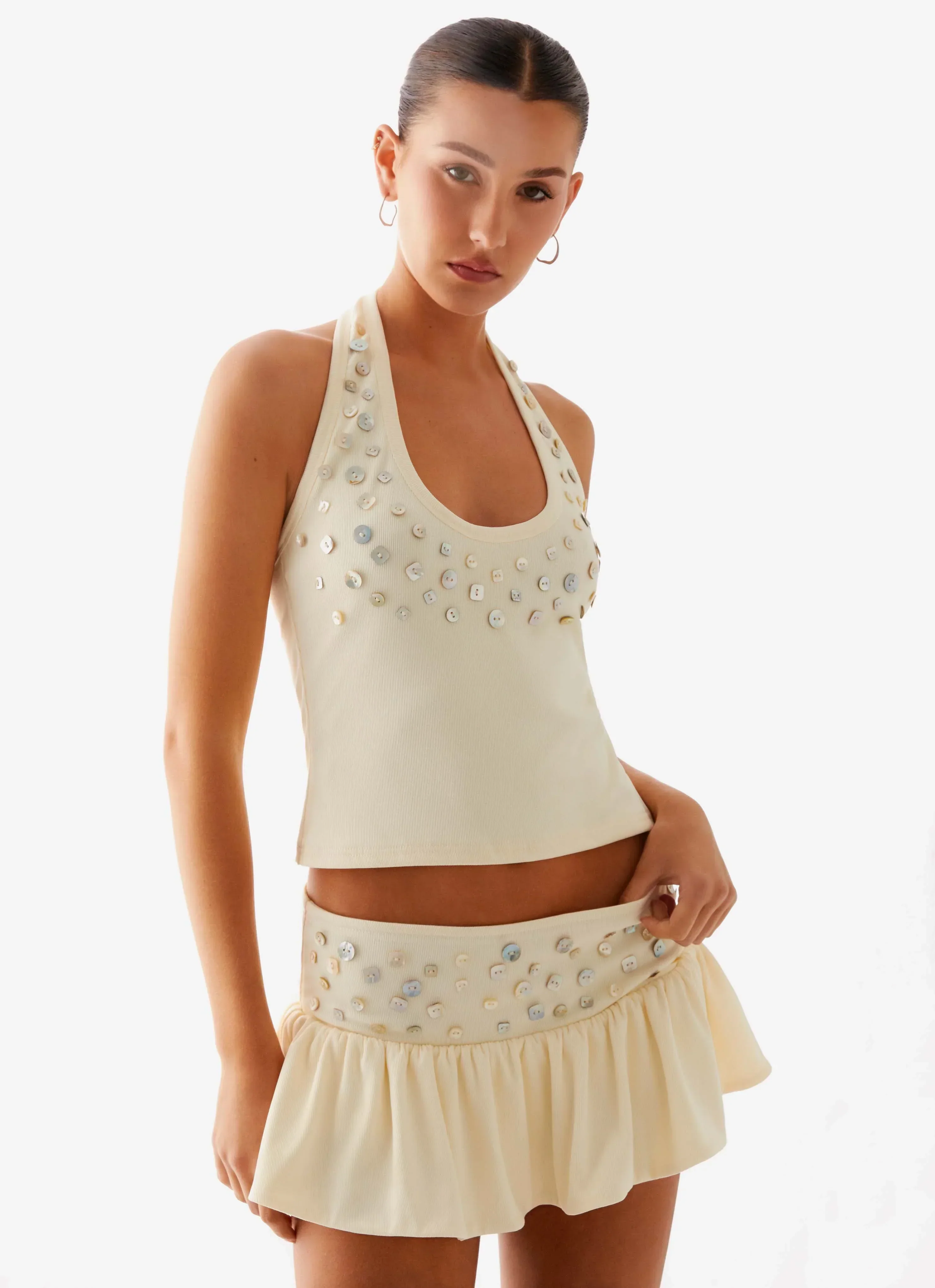 Vegas Nights Halter Neck Top - Yellow