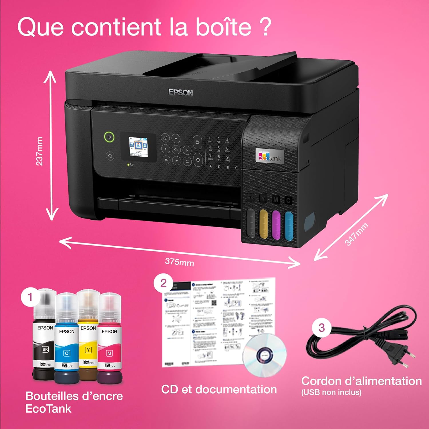 Imprimante multifonction A4 WiFi EcoTank ET-4800 réservoirs encre autonomie 3 ans