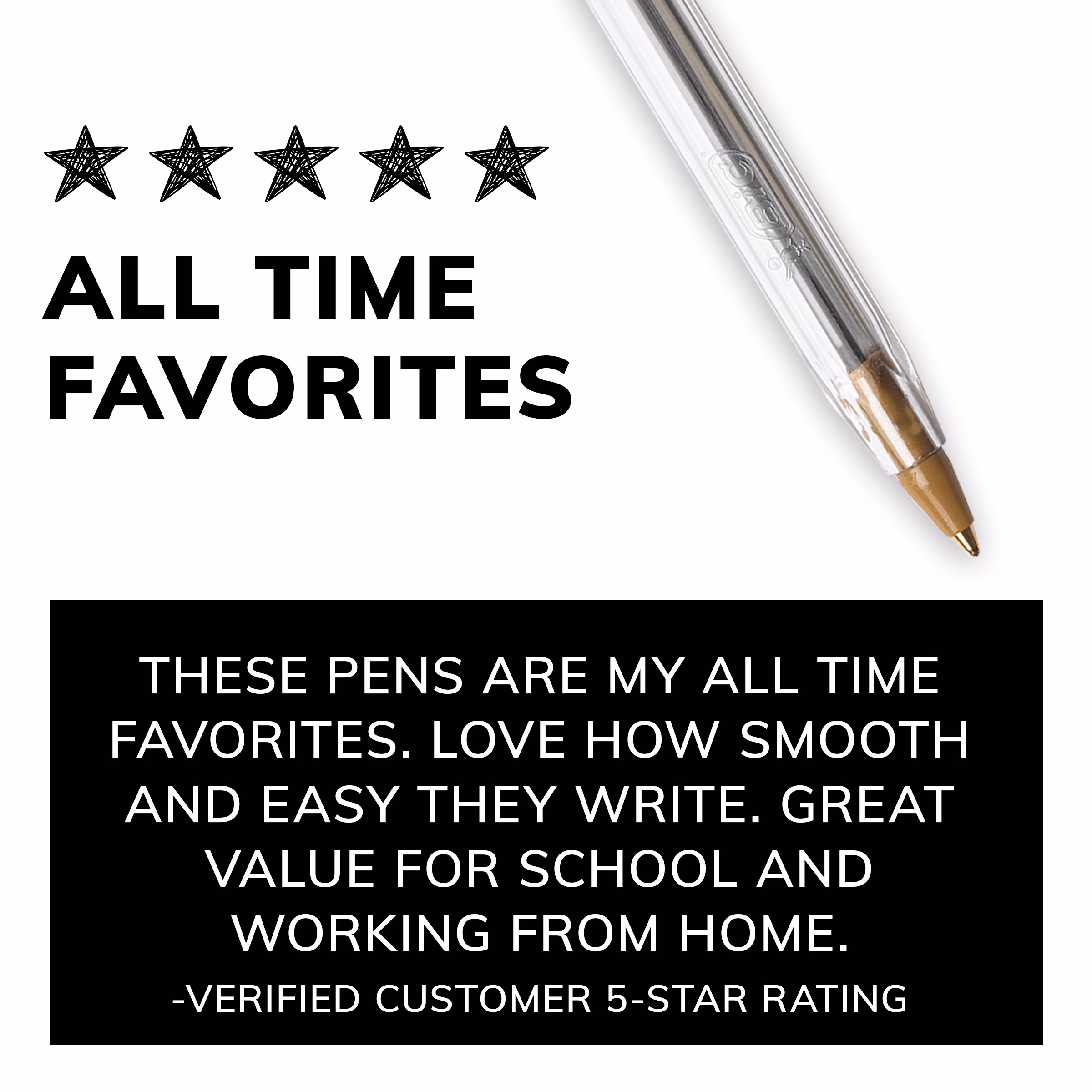 BIC Cristal Xtra Smooth Medium Point Ball Pen, School Supplies, 1.0 mm, Black, 10-Count