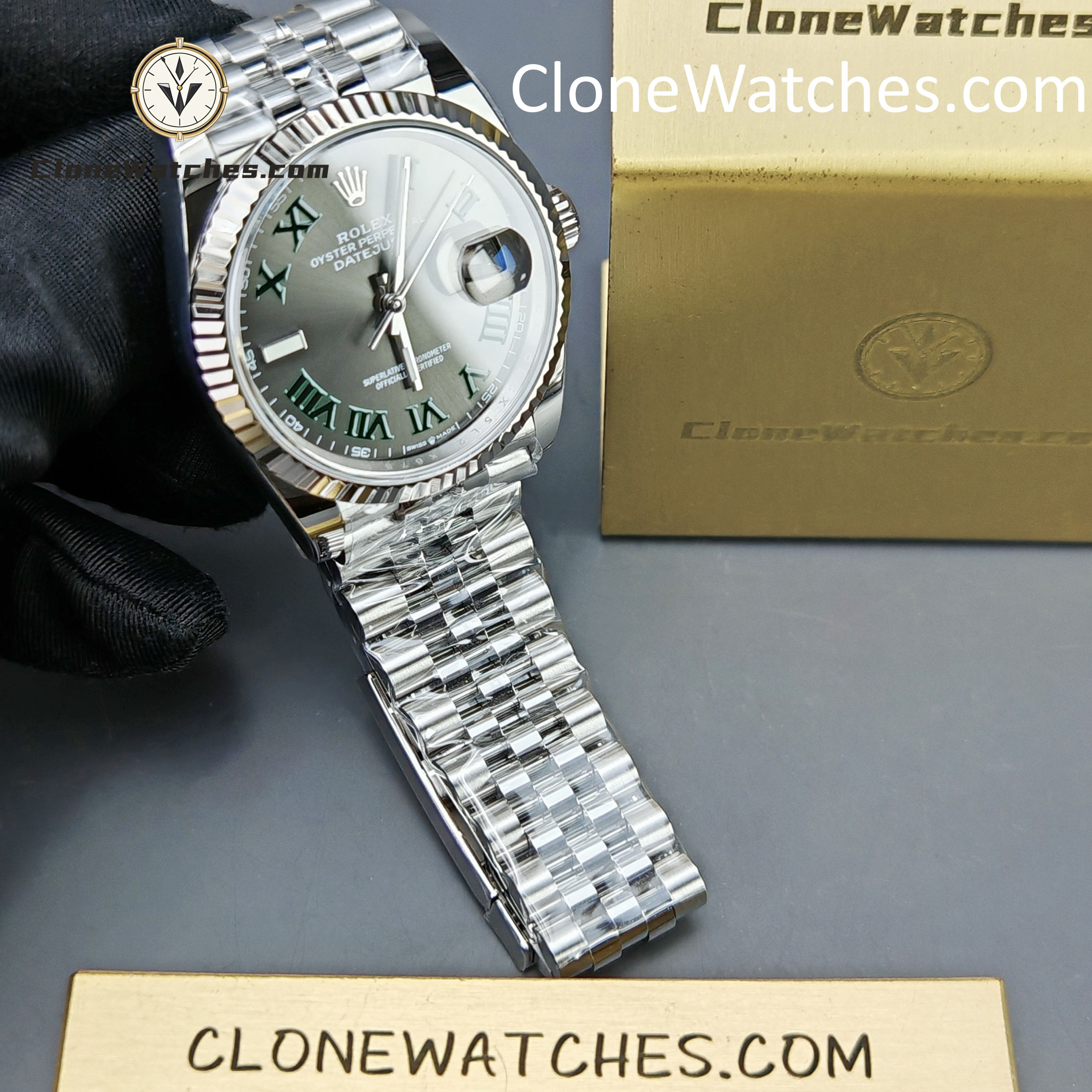 Rolex Super Clone Watches 1:1 DateJust Grey Roman Dial Jubilee 36MM m126234-0045 3235 Movement