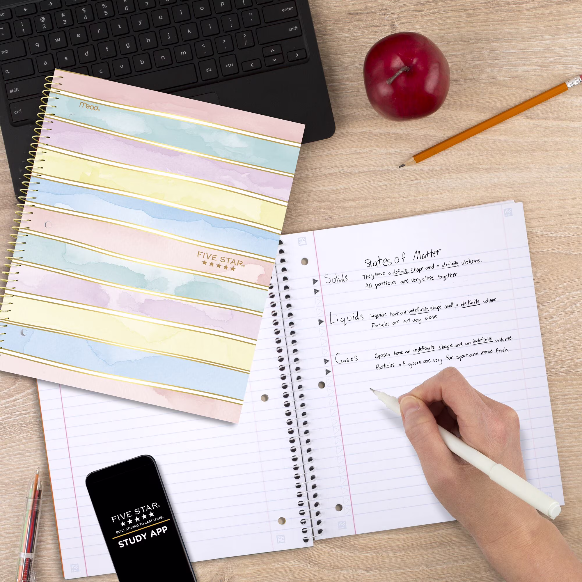 Five Star Shape It Up Spiral Notebook Plus Study App 1 Subject Wide Ruled 8 x 10