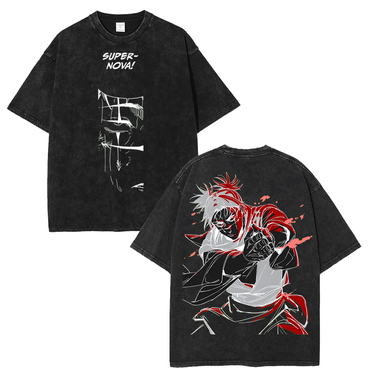 Jujutsu Kaisen Acid Wash Anime T-Shirt Choso Washed Retro Streetwear Shirt