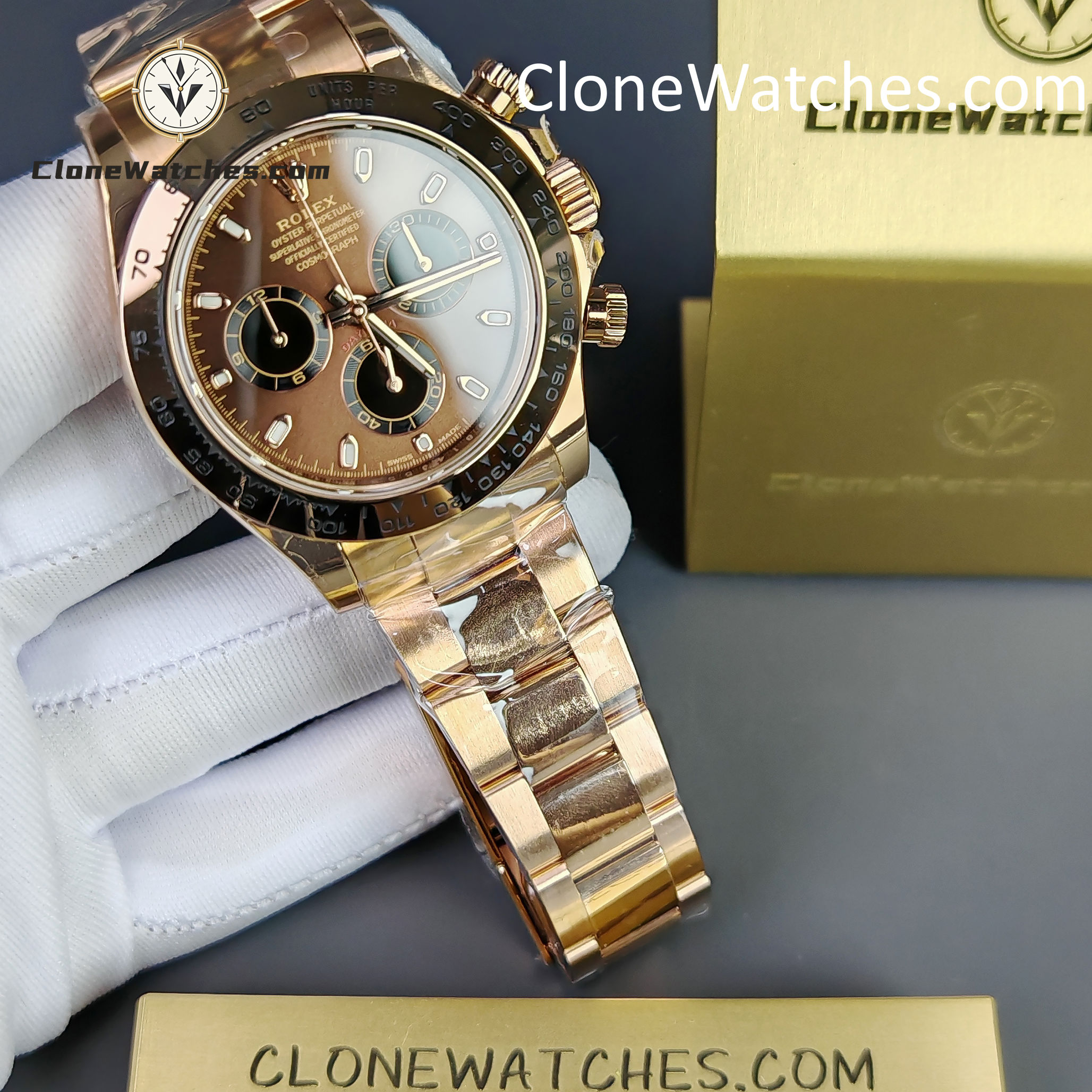 Rolex Super Clone Watches 1:1 Daytona Rose Gold Chocolate Dial m116505-0013 4130 Movement