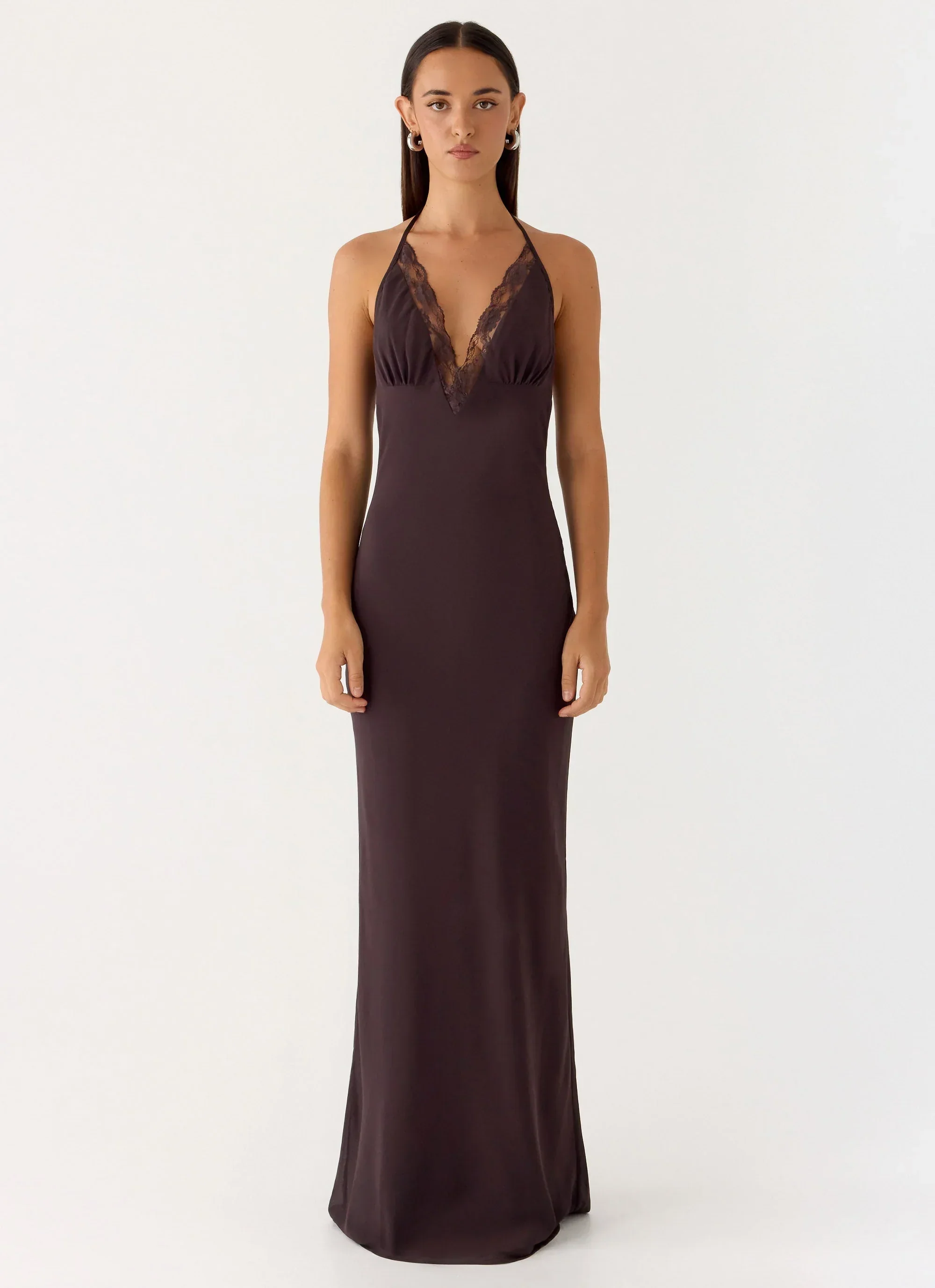 Indya Halter Maxi Dress - Chocolate