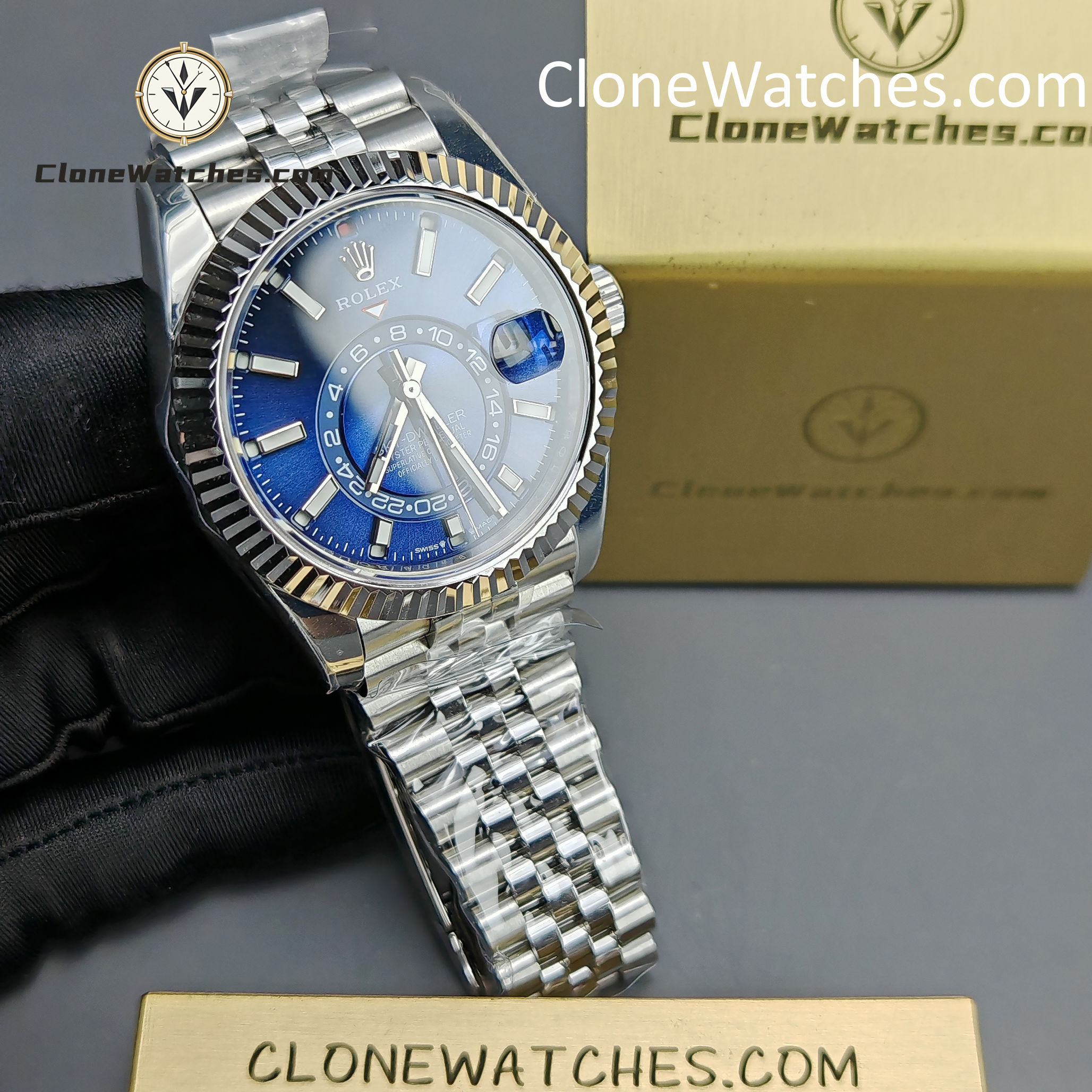 Rolex Super Clone Watches 1:1 Sky Dweller Blue Dial Jubilee M336934 9002 Movement