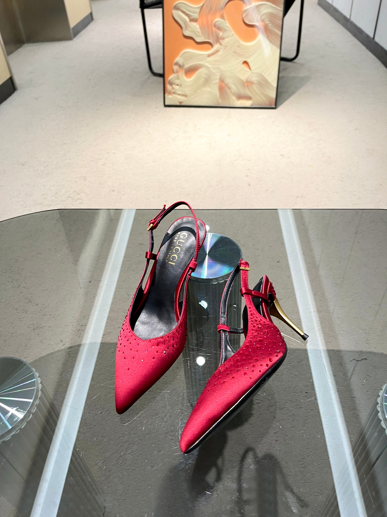 Gucci high heels/silk fabric/top quality