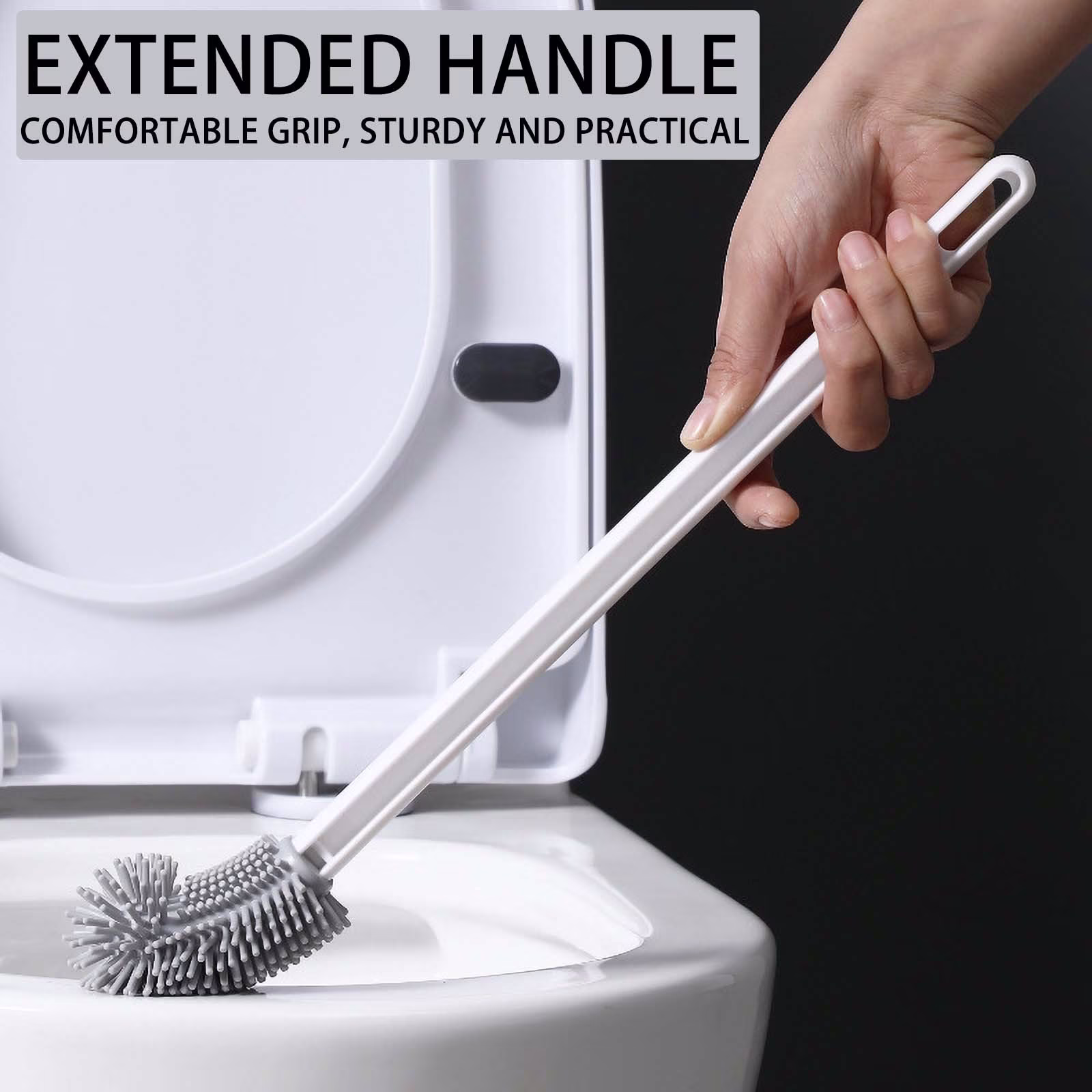 Clearance Under $10 Skegnu Plastic Toilet Brush Household No Dead Angle Toilet Brush Bathroom Long Handle Cleaning Brush Toilet Cleaner