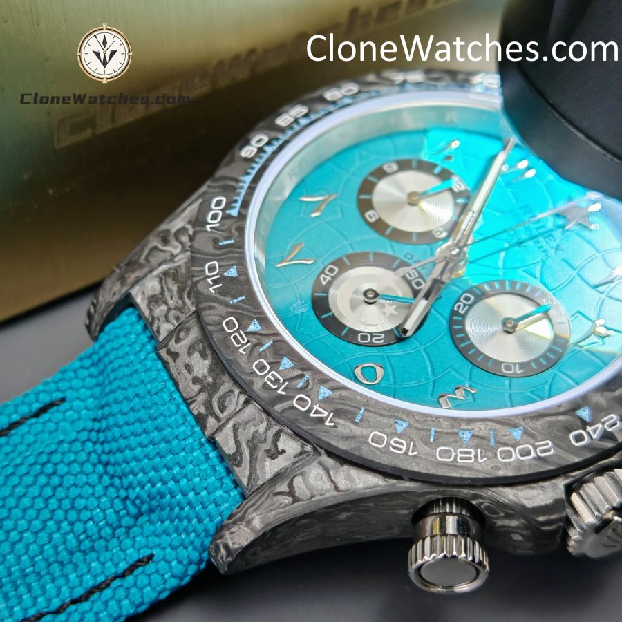 Modified Super Clone Watches 1:1 DIW Rolex Daytona Blue Dial 4130 Movement Blue Strap