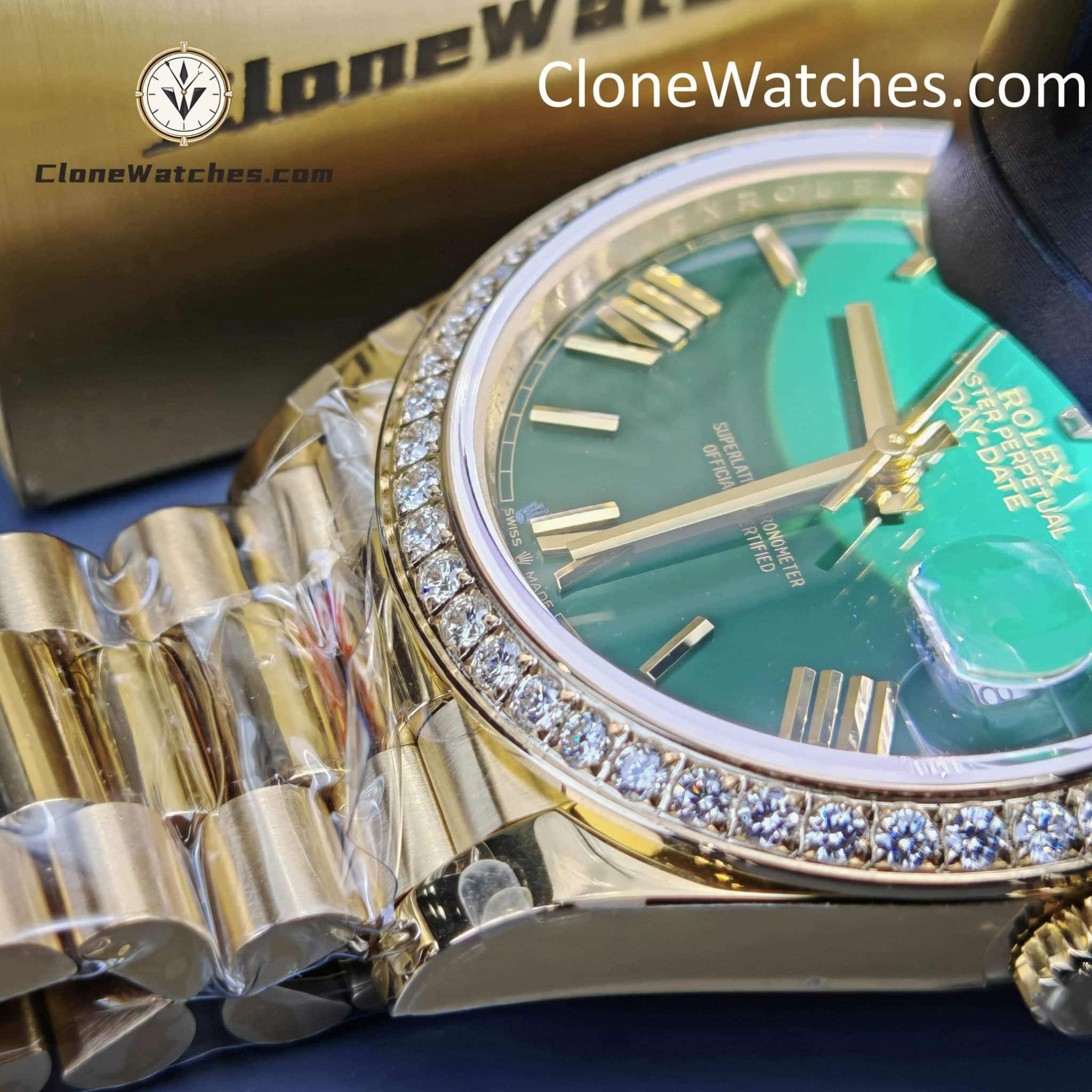 Rolex Super Clone Watches 1:1 Day Date Green Dial M228398tbr-0040 40mm 3255 Movement