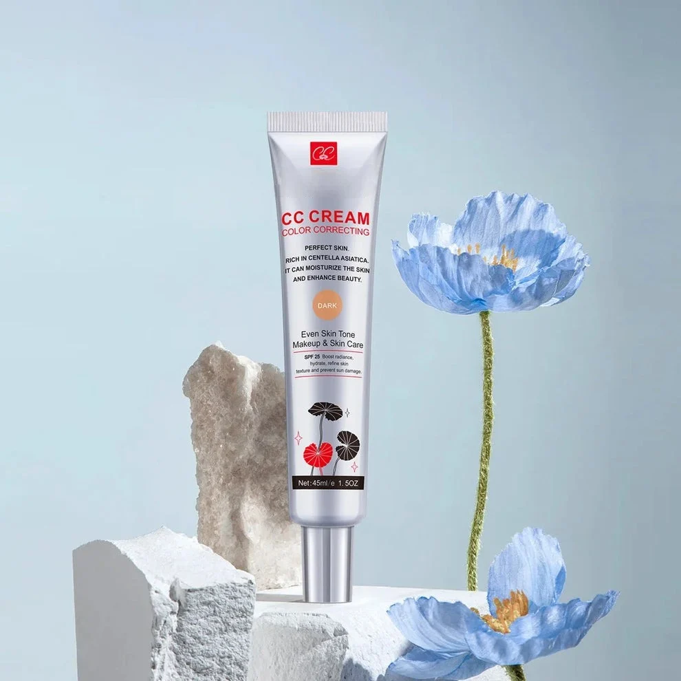Color Correcting CC Cream with Centella - Lightweight Foundation with Whitening, BB Cream Coverage & Skin Repair in One
