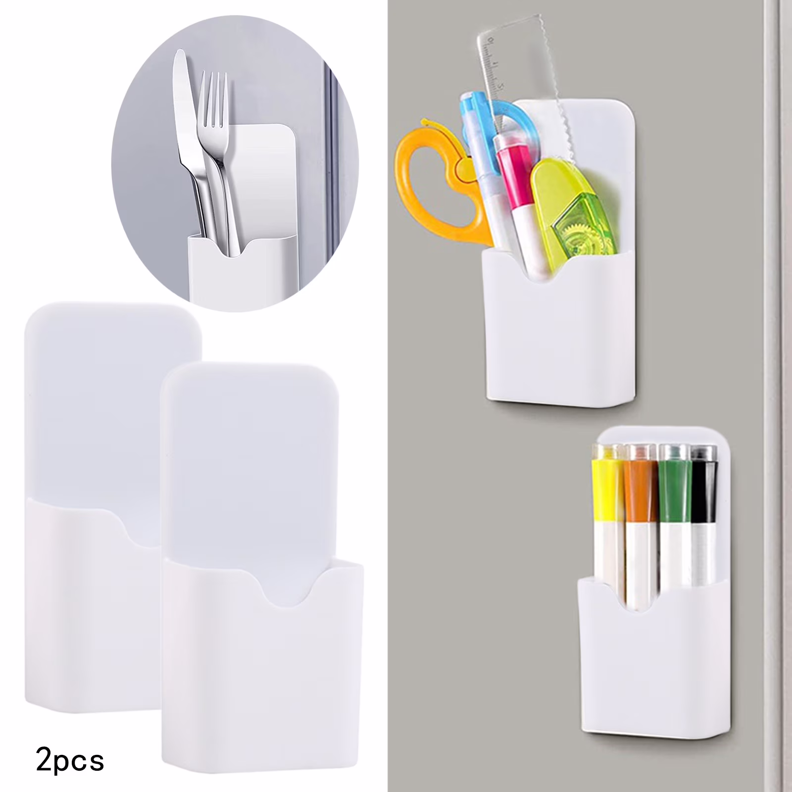 Plertrvy Clearance 2Pc Pen Holder White Pen Holder For Whiteboard Or Fridge Magnet Pencil Cup For , Magnetic Whiteboard Pen Box Chalk Holder Can Absorb Magnetic Absorption Pencil Box White 2Pc