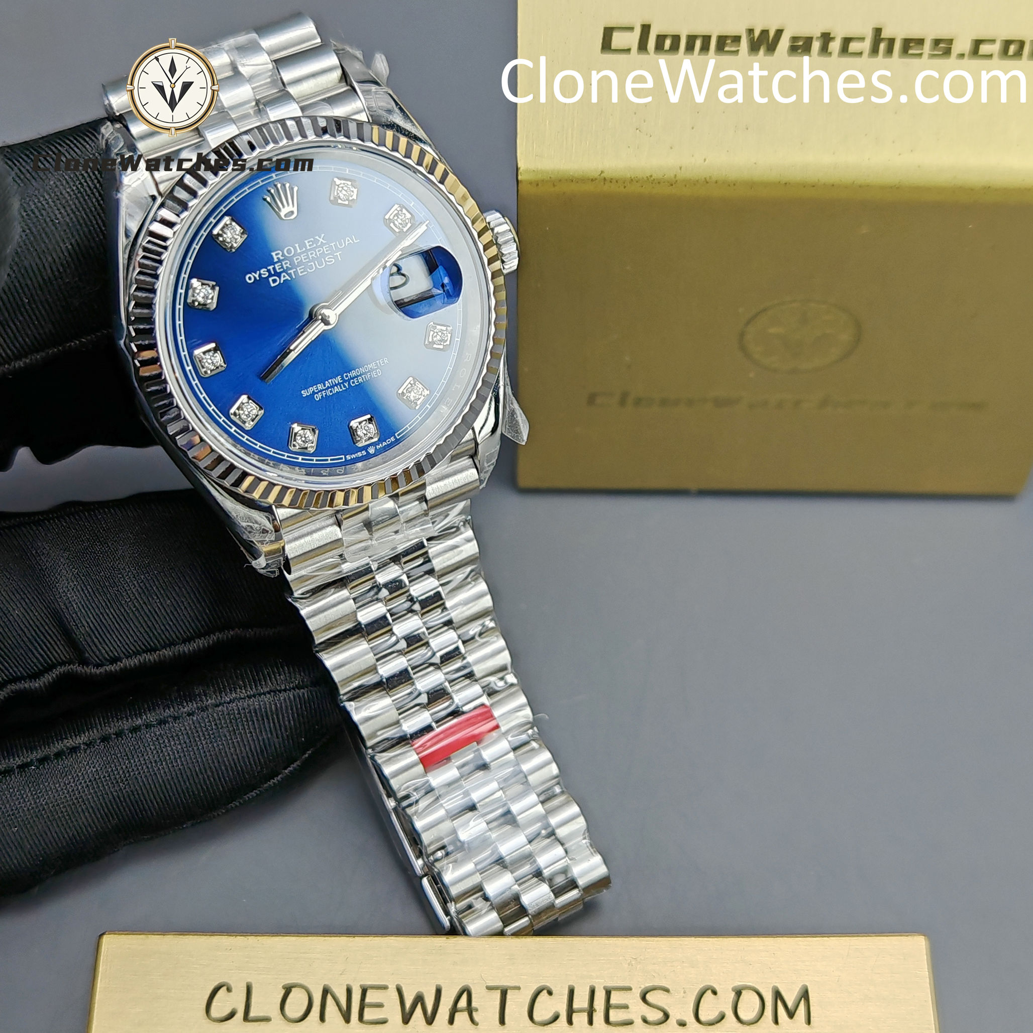Rolex Super Clone Watches 1:1 DateJust Blue Diamond Dial Jubilee 36MM M126234 – 0037 3235 Movement