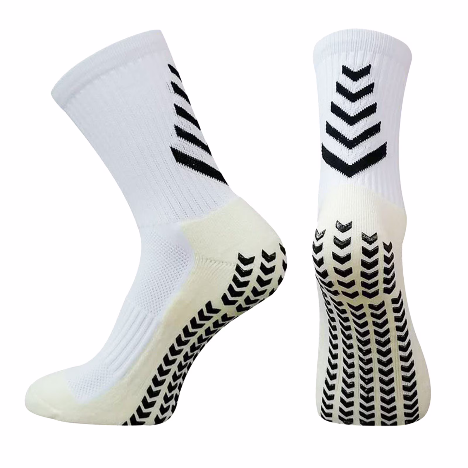 Anuirheih Men's Soccer Socks Anti Slip Grip Pads for Football Basketball Sports Shock Absorption Grip Socks,1 Pair(White)