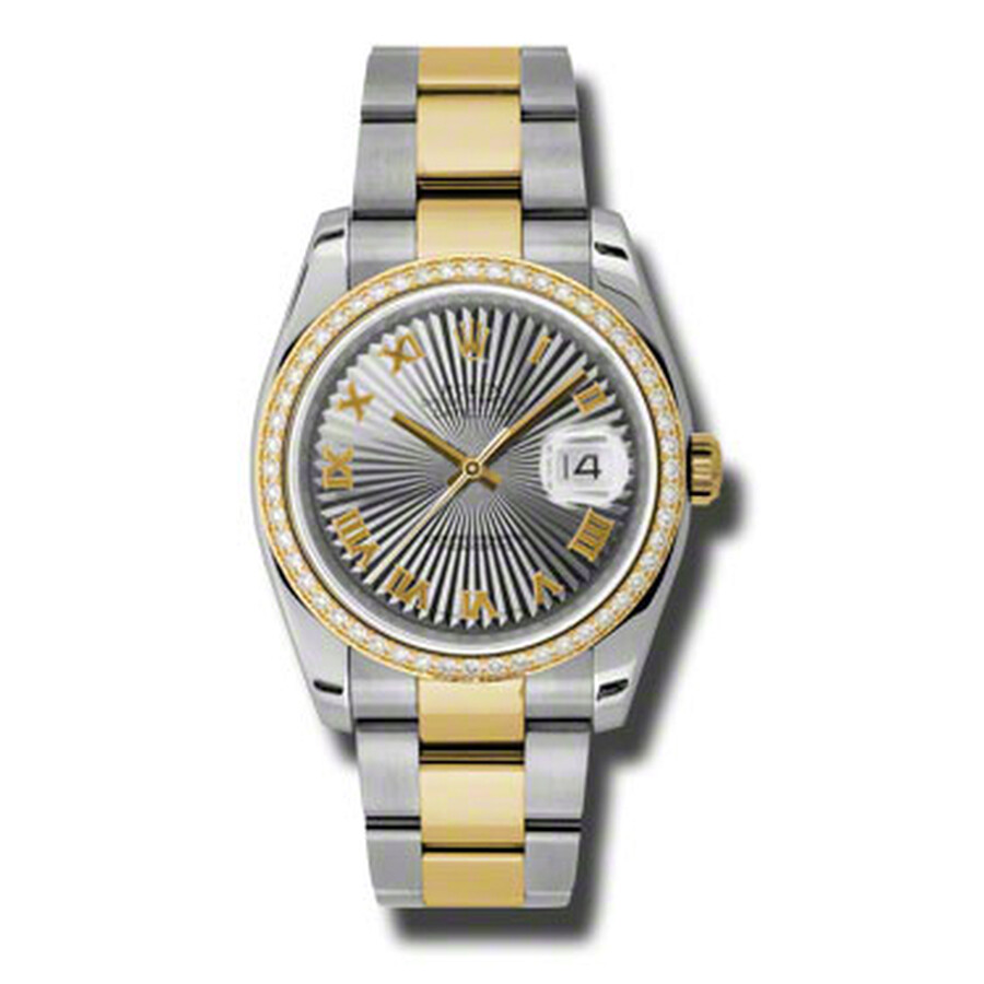 Rolex Oyster Perpetual Datejust 36 Grey Dial Stainless Steel and 18K Yellow Gold Bracelet Automatic Ladies Watch 116243GYSBRO（Lifetime free warranty+90-days replacement service & Refund!.）