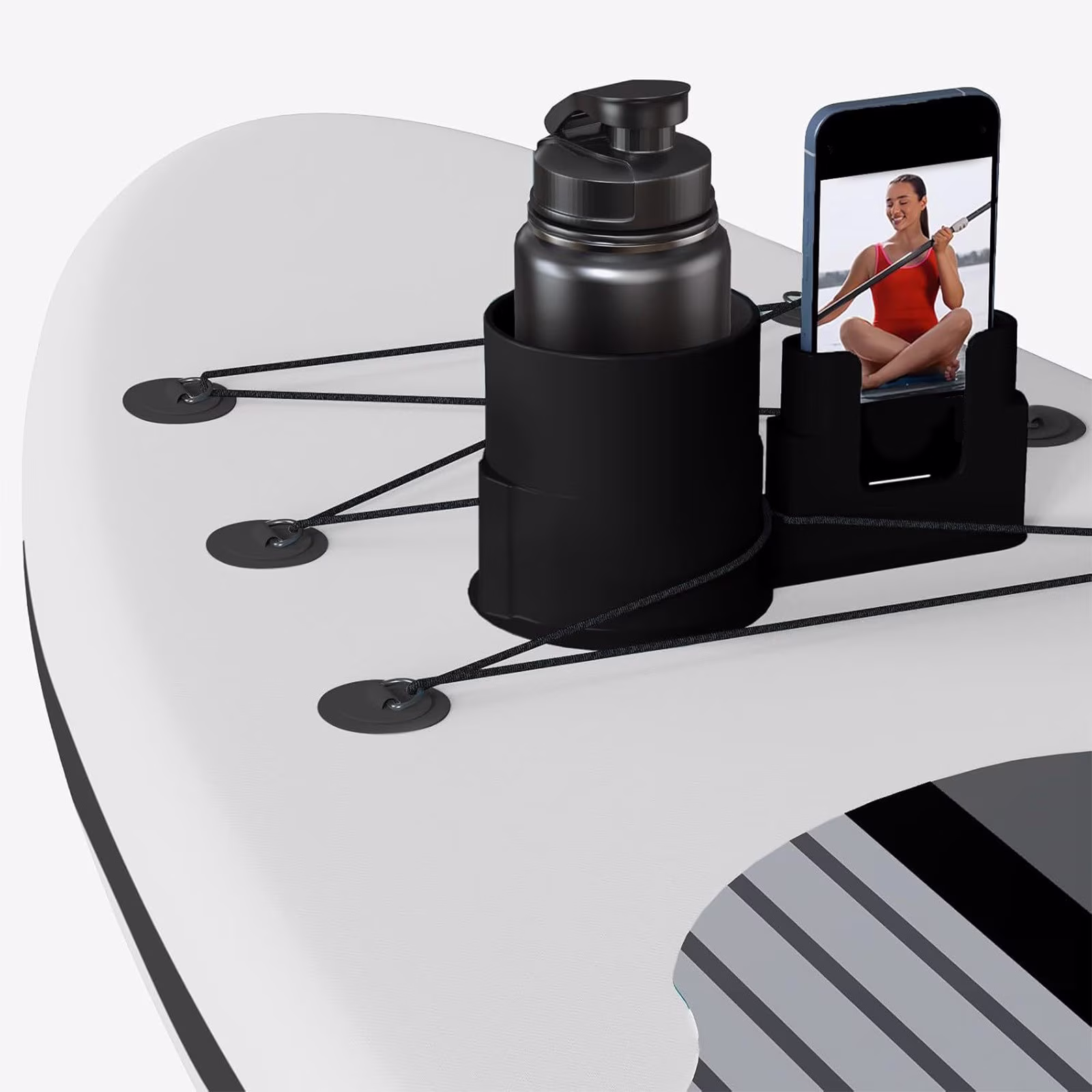 BiFandian Paddle Board Kayak Cup Bracket Holder, 2-in-1 Drink & Phone Mount, Anti-Flip Board Cup Surfboard Drink Holder for Paddleboards Canoes Boats