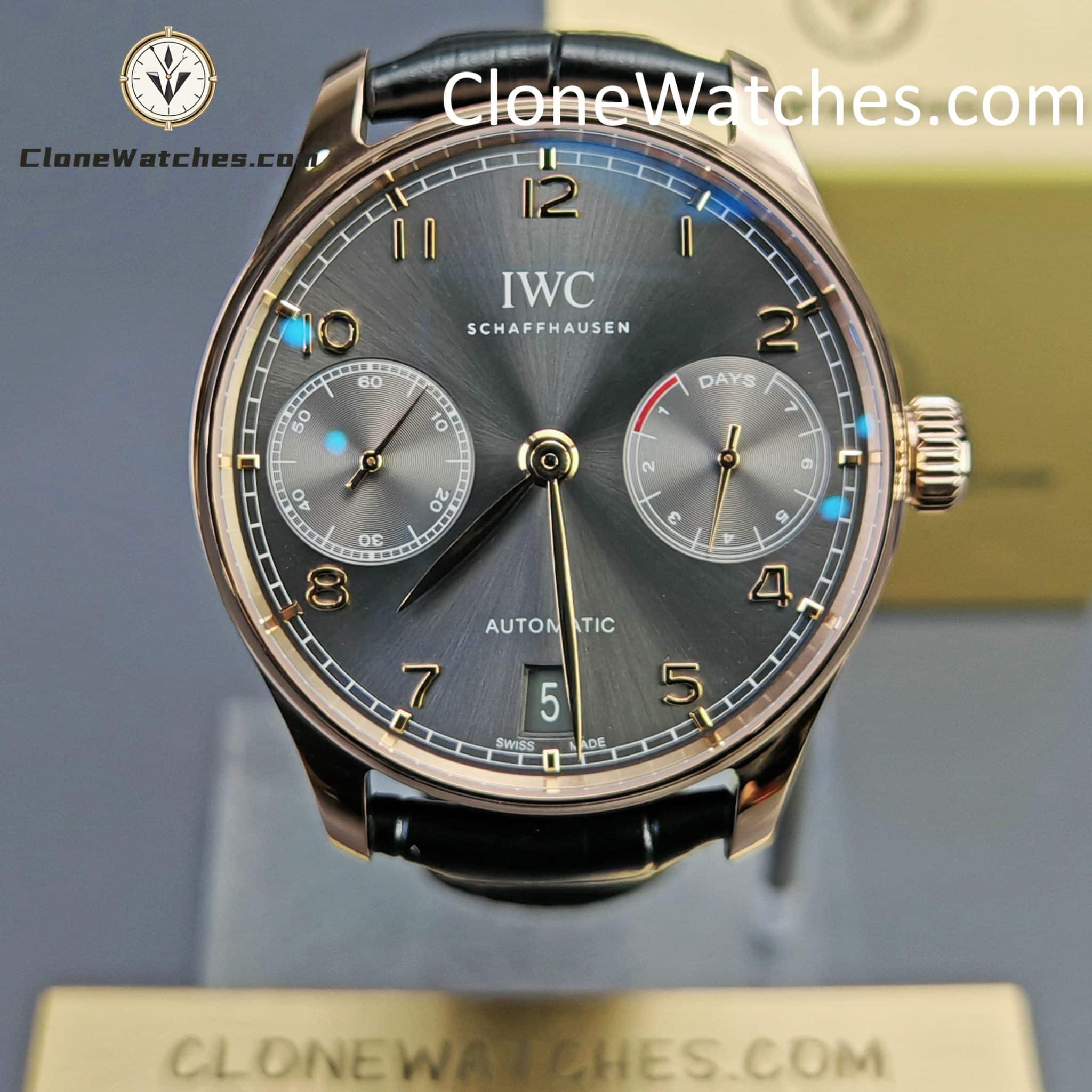 IWC Super Clone Watches 1:1 Portuguese Automatic Rose Gold Grey Dial 42.3MM IW500125
