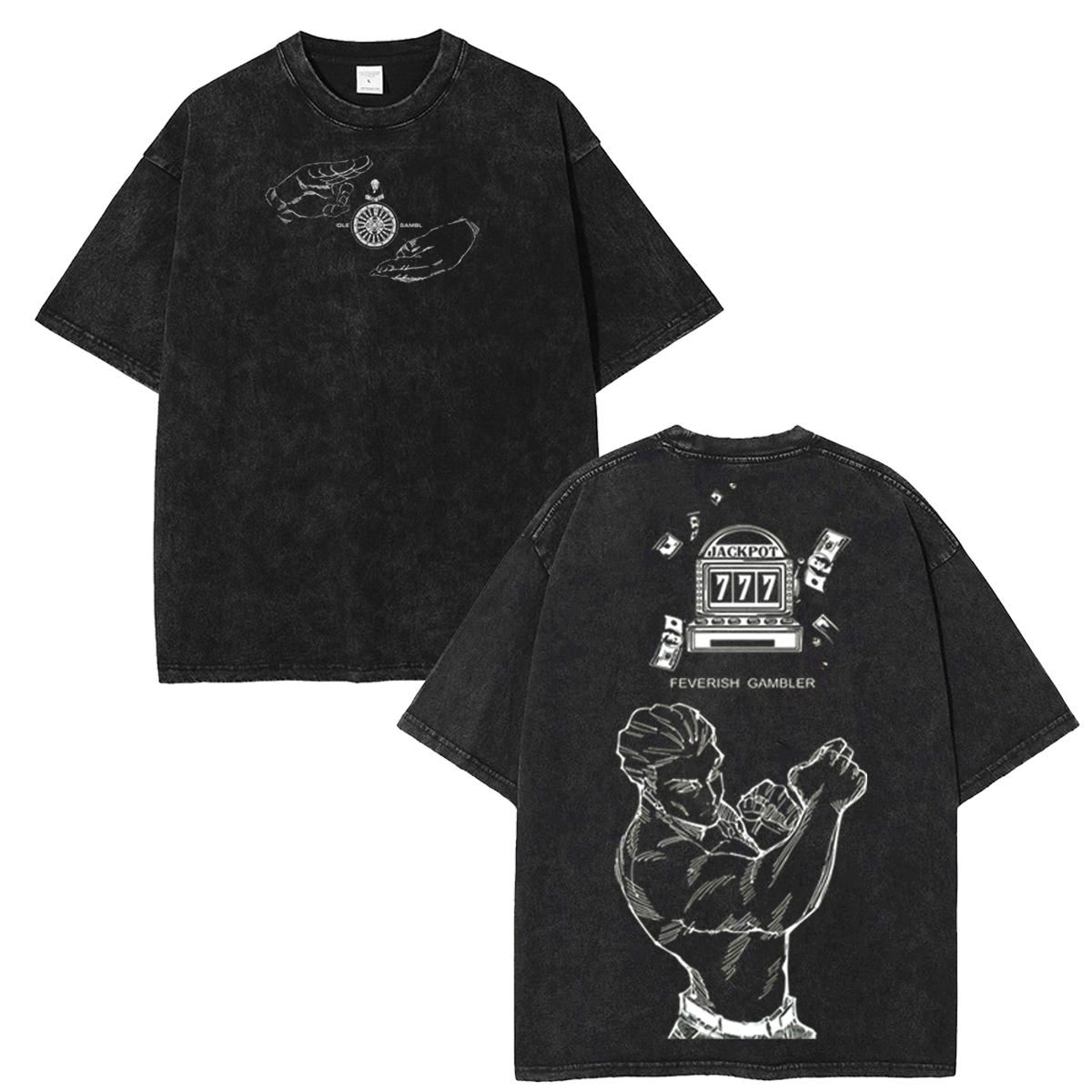 Jujutsu Kaisen Jackpot 777 Anime Washed T-Shirt, Hakari Vintage Manga Graphic Tee