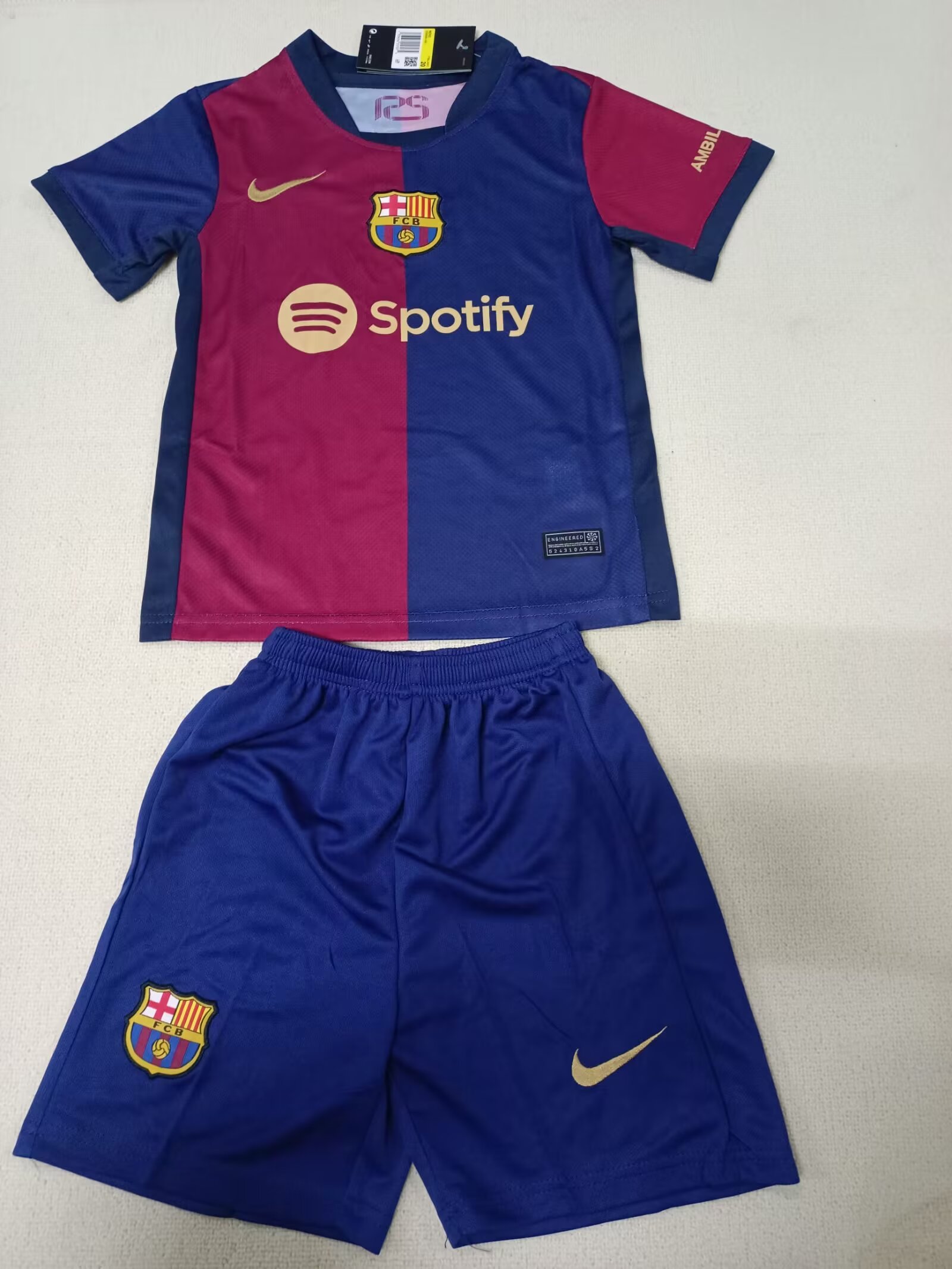 2024-25 Barcelona Home Jersey Children's Set - Fans Edition