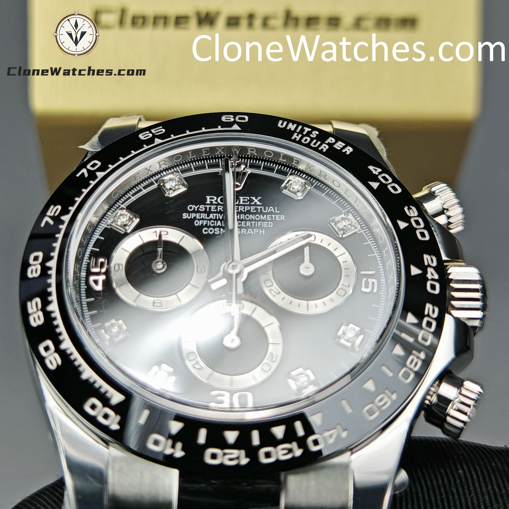 Rolex Super Clone Watches 1:1 Daytona Black Diamond Dial m116519ln-0025 4130 Movement