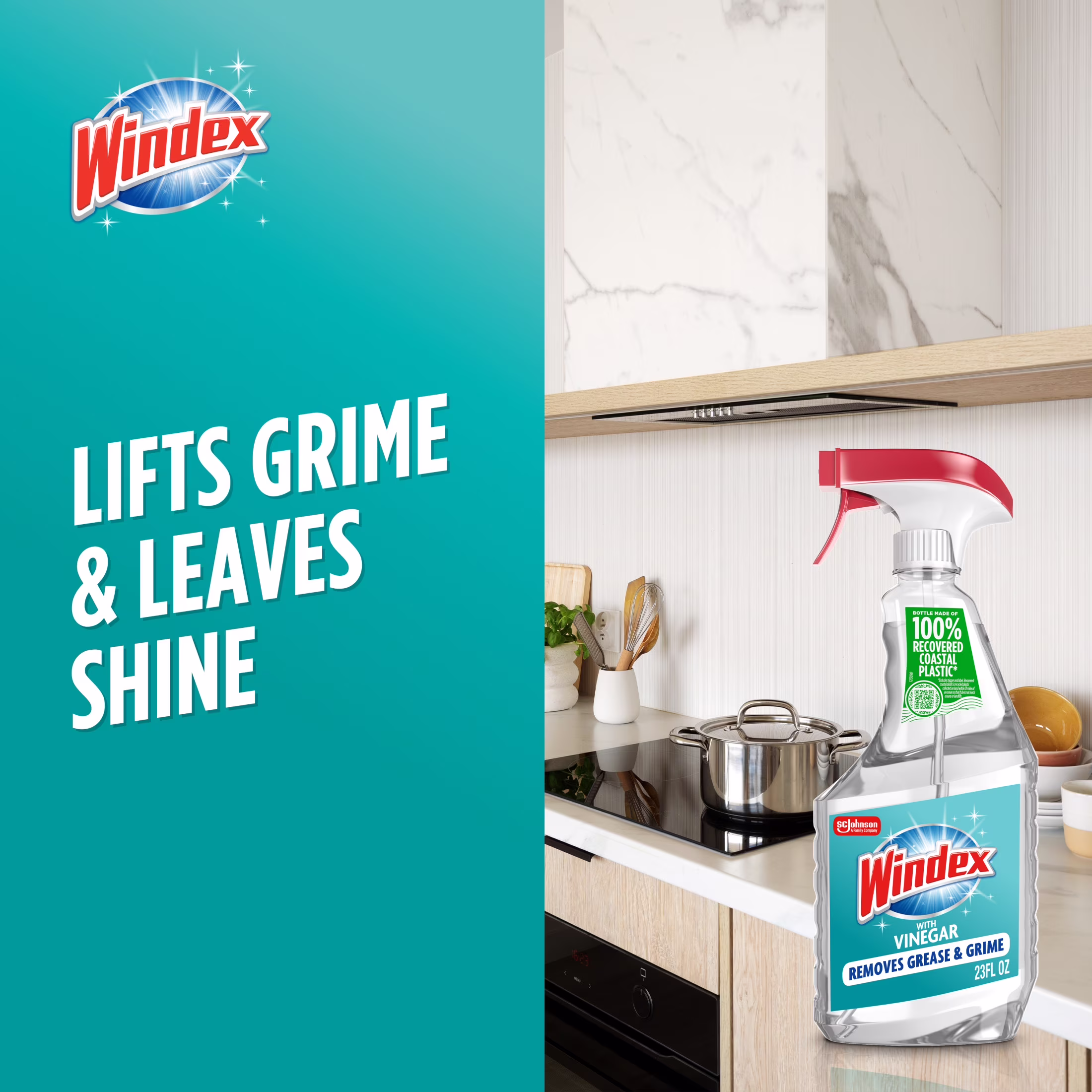 Windex® with Vinegar Glass Cleaner, Spray Bottle, 23 fl oz
