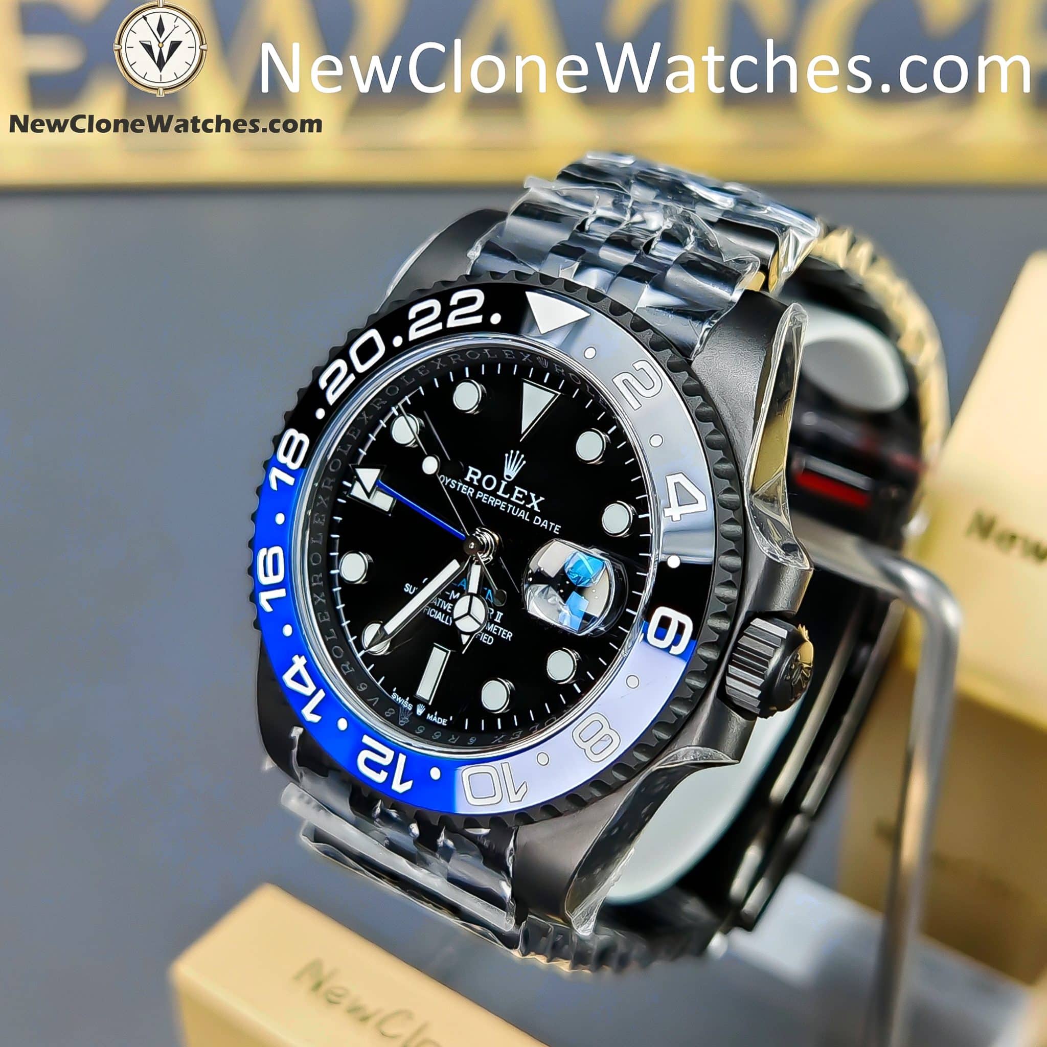 Modified Super Clone Watches 1:1 Rolex BATMAN GMT Master Black Dial 3285 Movement