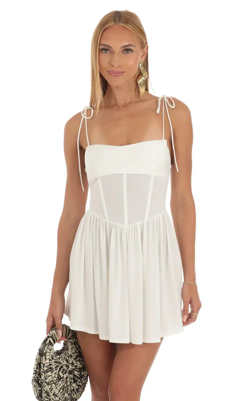 Draped Corset Dress in White