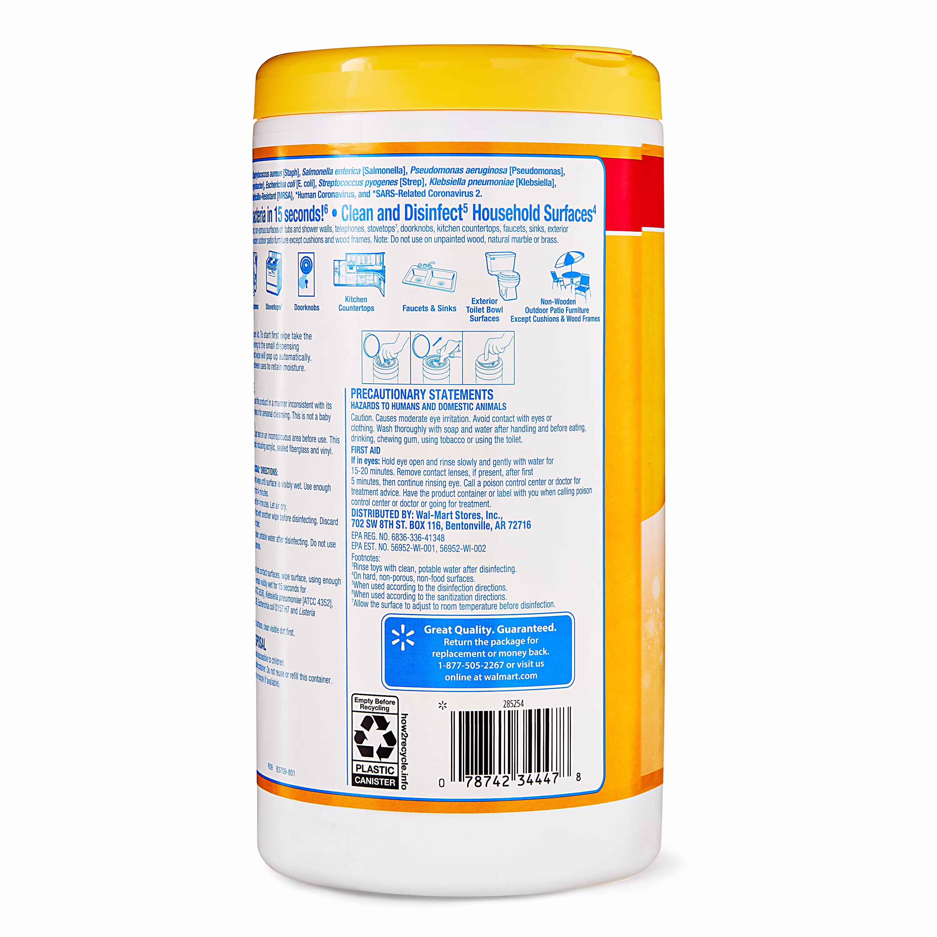 Great Value Disinfecting Wipes, Lemon Scent, 75 Count