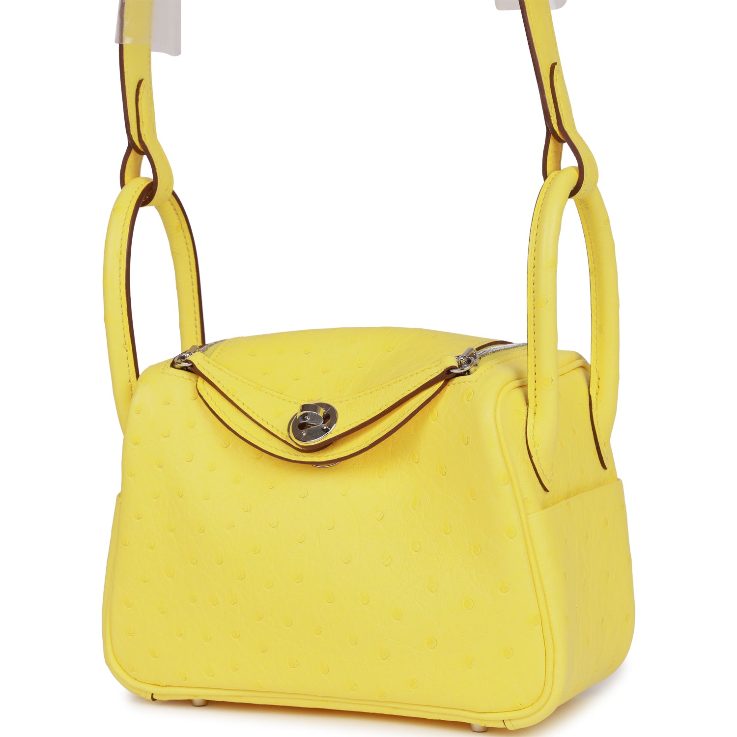 Hermes Mini Lindy Jaune Citron Ostrich Palladium Hardware