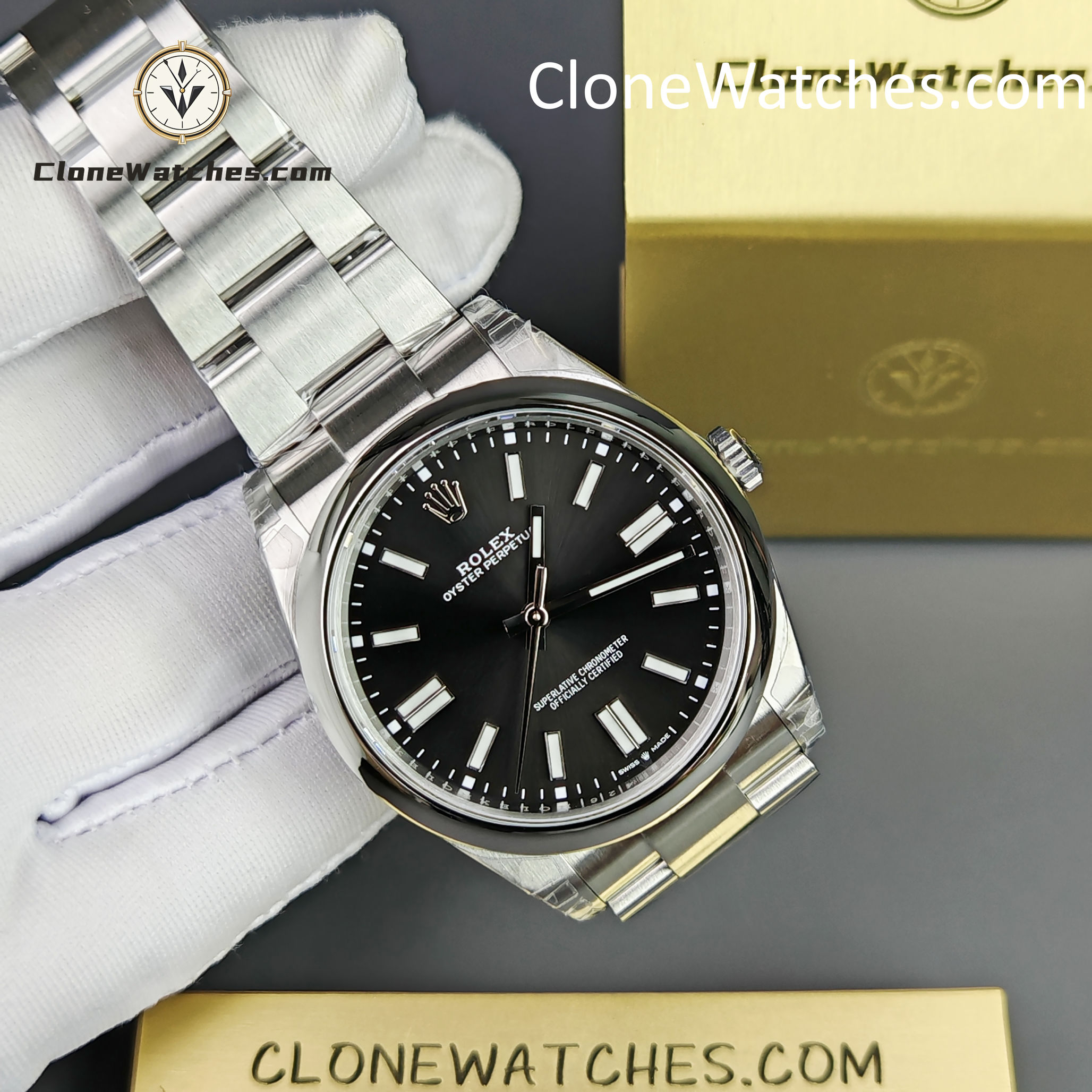 Rolex Super Clone Watches 1:1 Oyster Perpetual Black Dial 41mm m124300-0002 3230 Movement