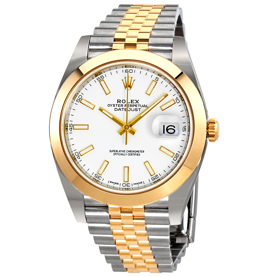 Rolex Datejust 41 White Dial Steel and 18K Yellow Gold Jubilee Bracelet Men s Watch 126303WSJ（Lifetime free warranty+90-days replacement service & Refund!.）