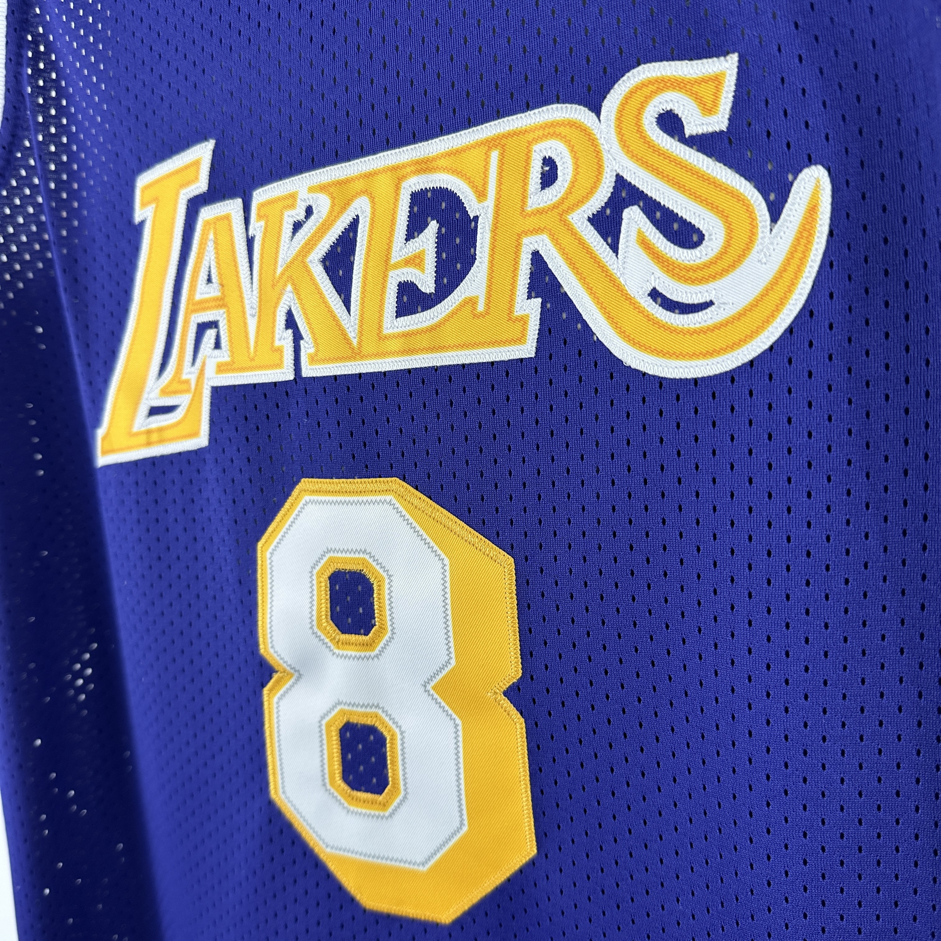 Embroidered MN Retro Jersey Lakers 96/97 Season Crew Neck Purple No. 8 Kobe