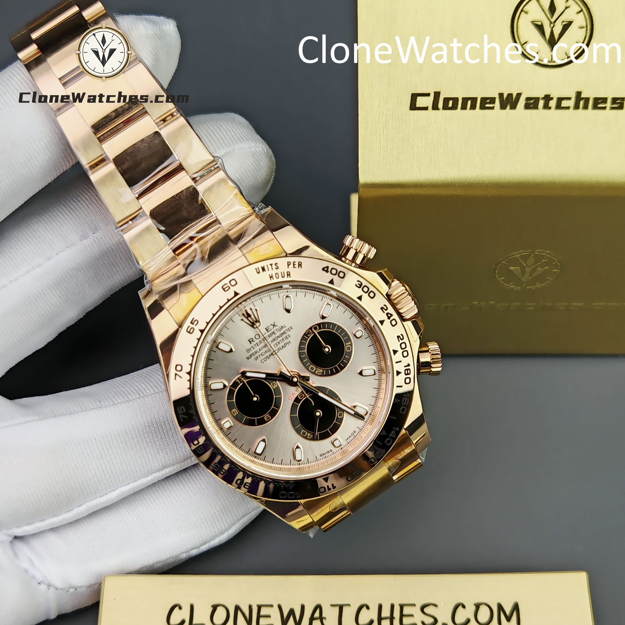 Rolex Super Clone Watches 1:1 Daytona Sundust/Black Dial m116505-0016 4130 Movement