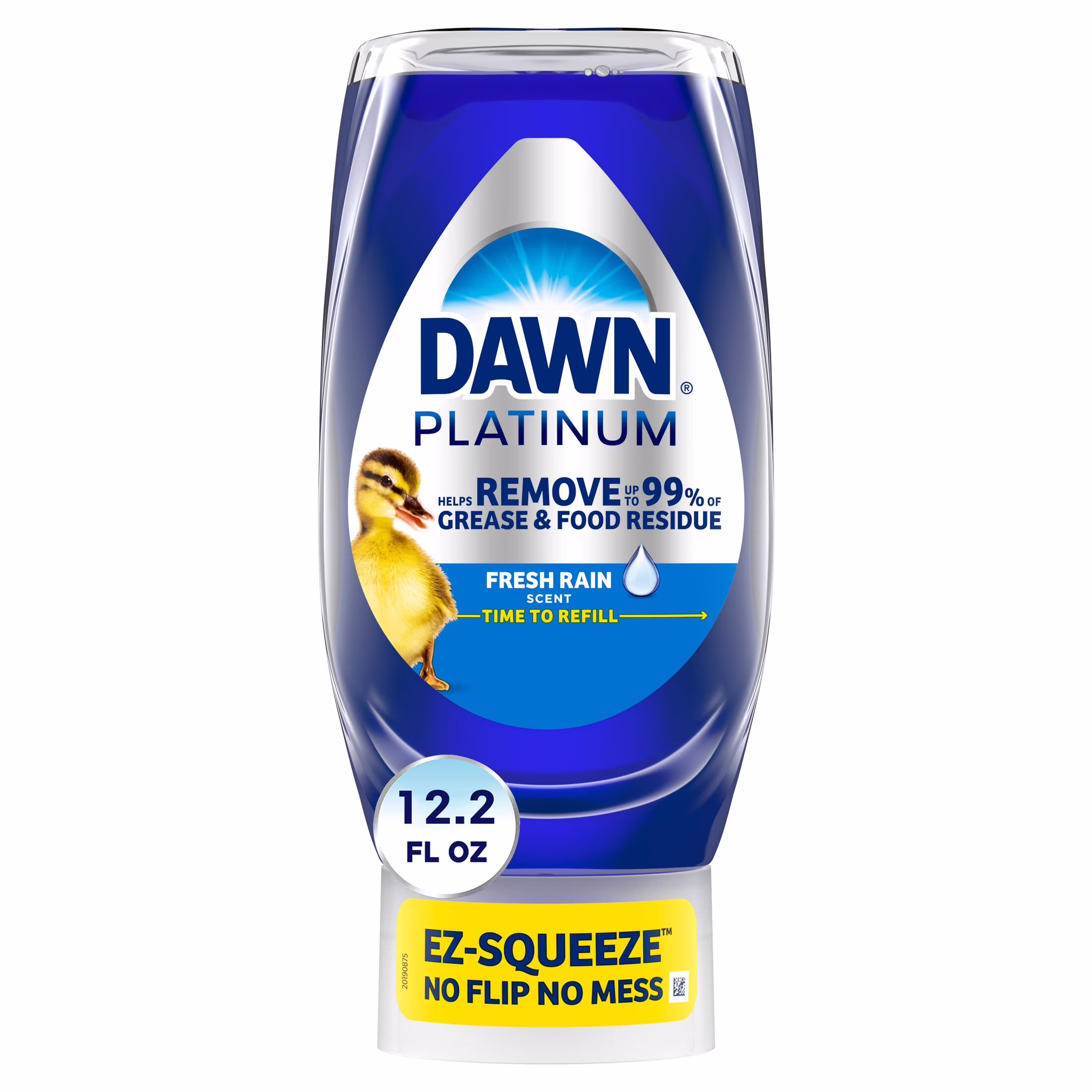 (4 pack) Dawn Platinum EZ-Squeeze Dish Soap Liquid, Dishwashing Liquid, Grease Removal, Fresh Rain, 12.2oz
