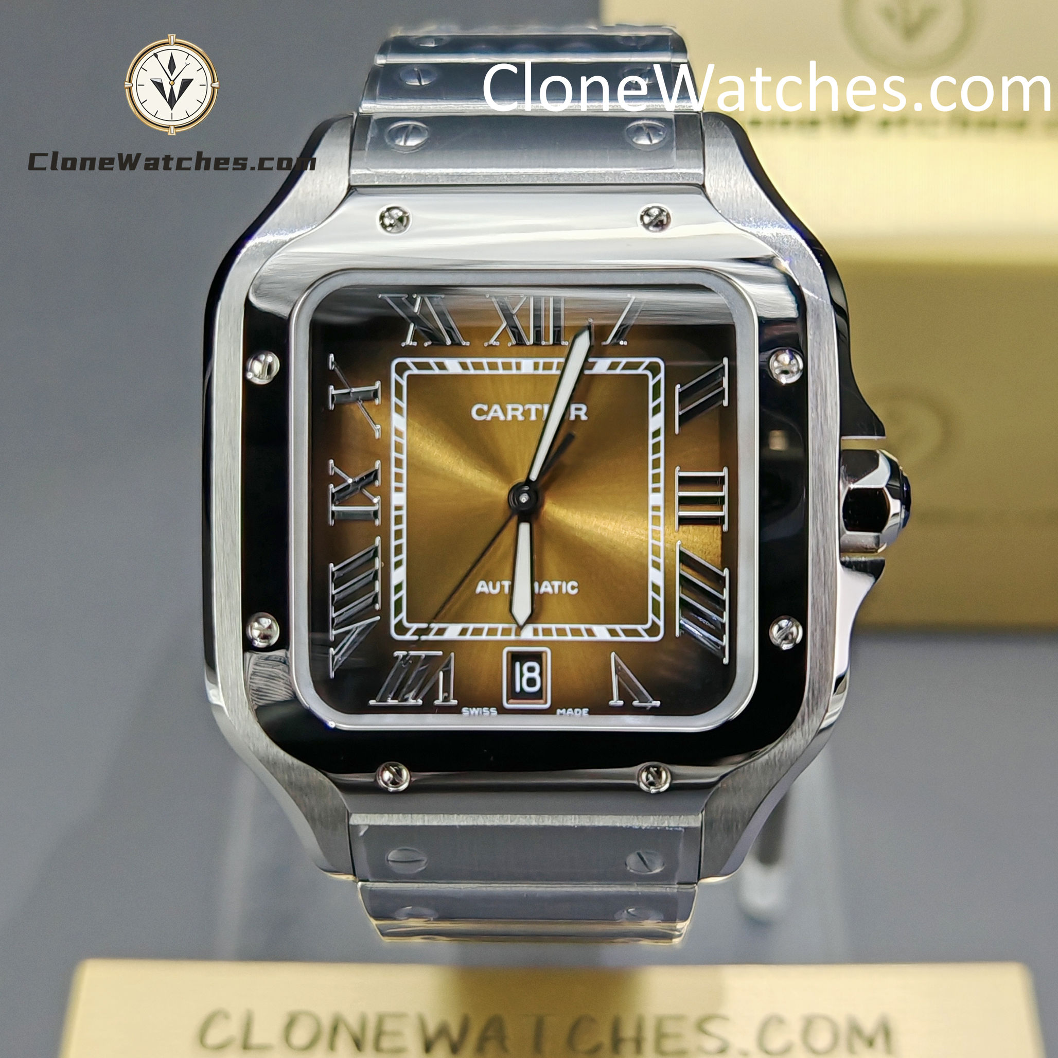 Cartier Super Clone Watches 1:1 Santos Series Gradient Brown Dial 39.8MM WSSA0064
