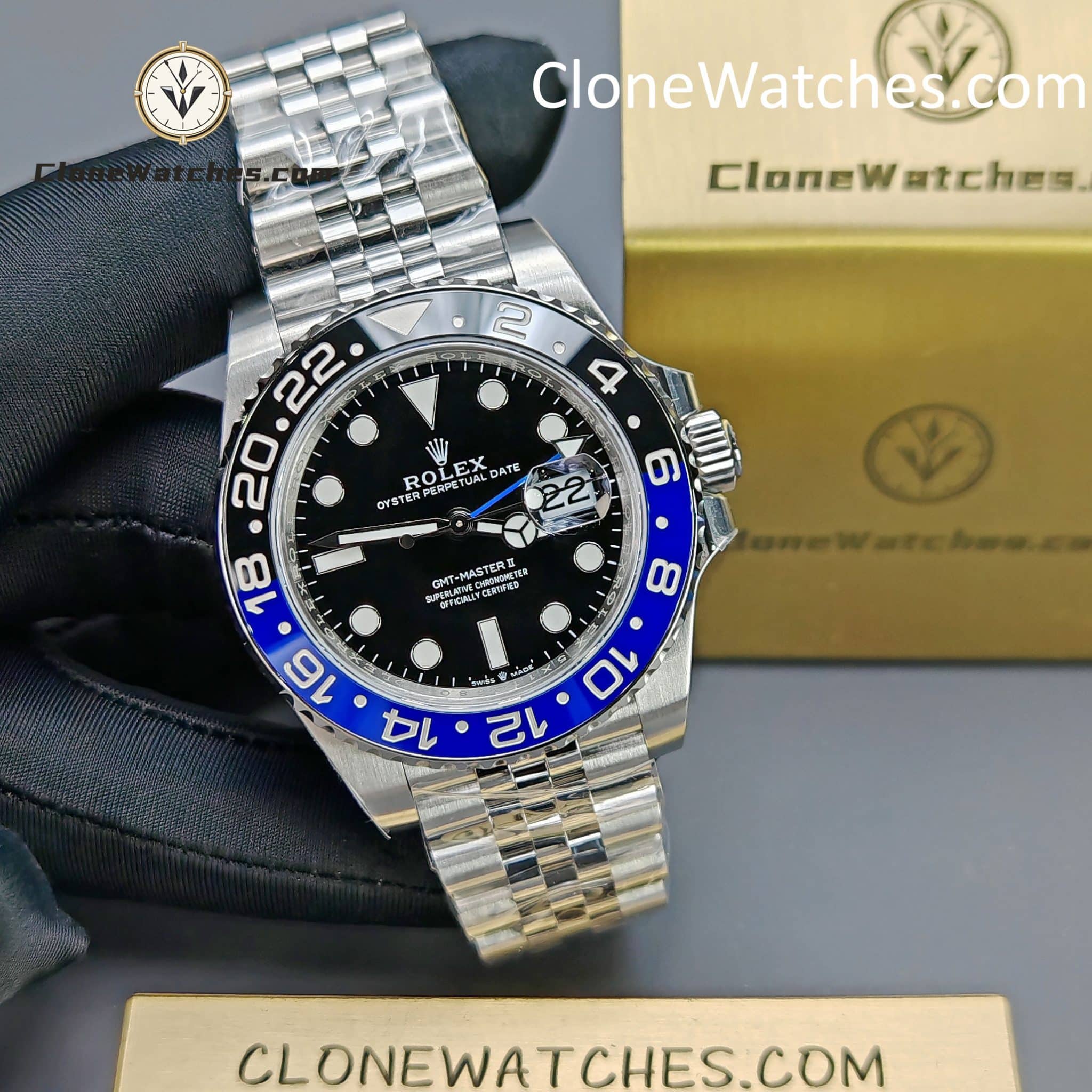 Rolex Super Clone Watches 1:1 BATMAN GMT Master II M126710blnr Jubilee 3285 Movement