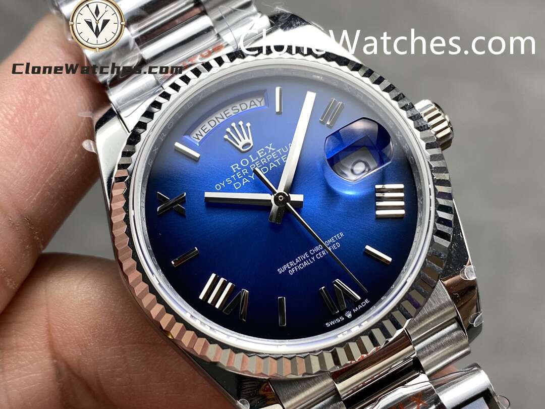 Rolex Super Clone Watches 1:1 Day Date Gradient Blue Dial 36mm m128239-0063 3255 Movement